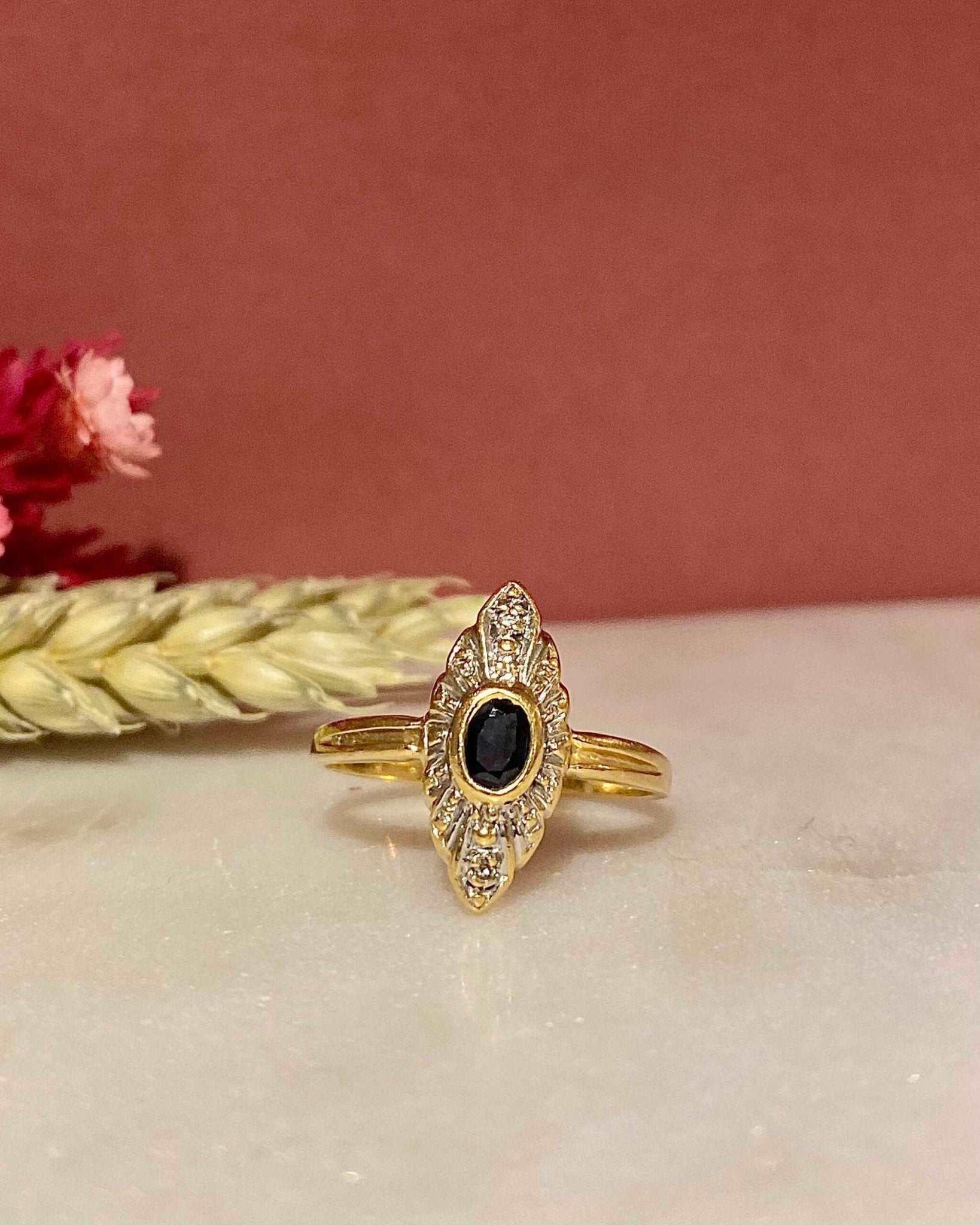 Bague Marquise Saphir & Diamants "Monsee" - Elliade Paris