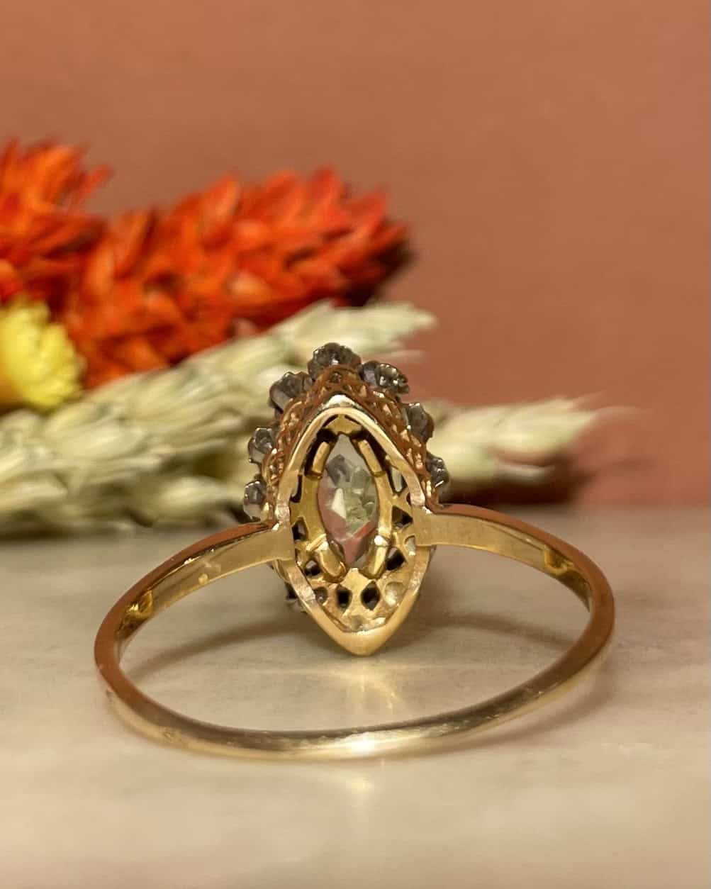"Nina" Marquise Aquamarine 1.05 carat & Diamond Ring