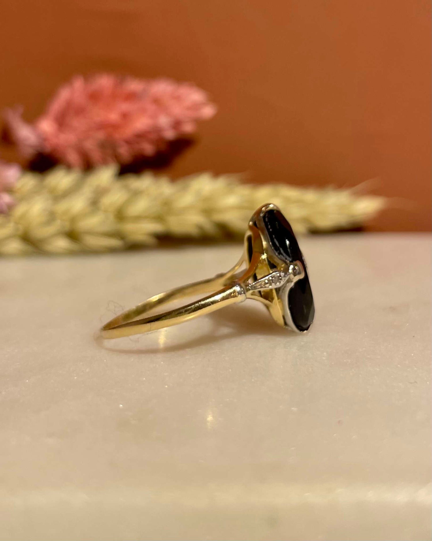 Bague Art-déco Onyx & diamants "Ninon"