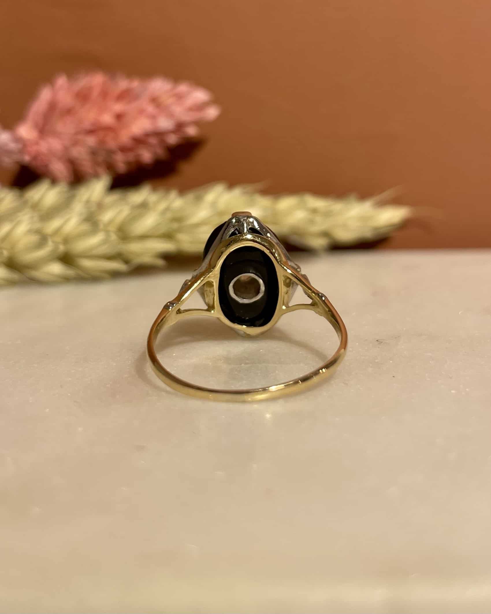 Bague Art-déco Onyx & diamants "Ninon"