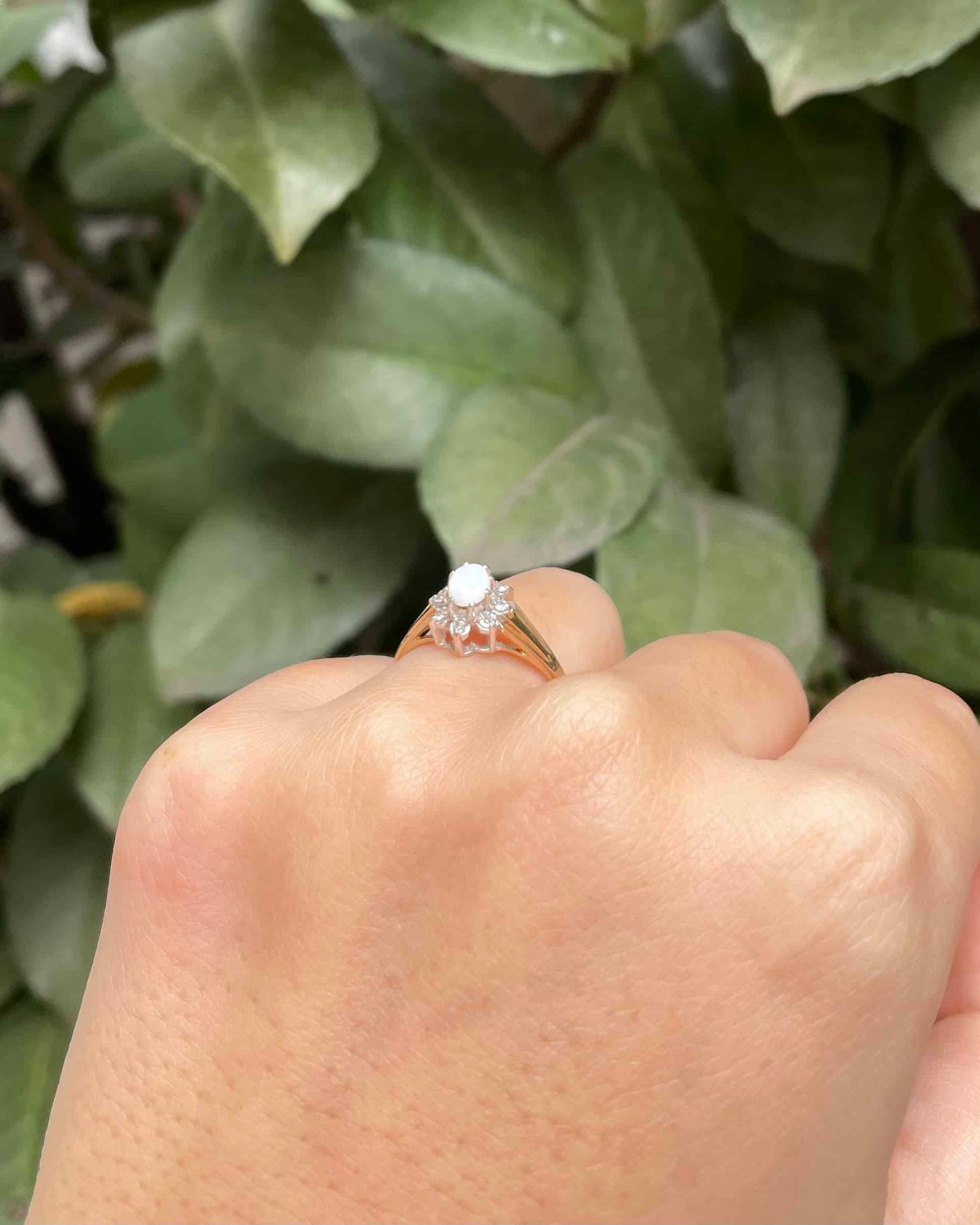 Bague Marguerite Opale & Diamants "Luna"