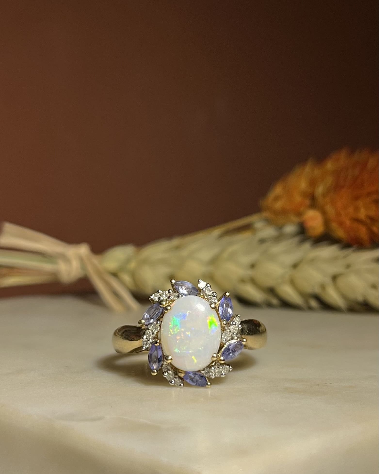 Bague Opale, Tanzanites & Diamants "Esmée" - Elliade Paris
