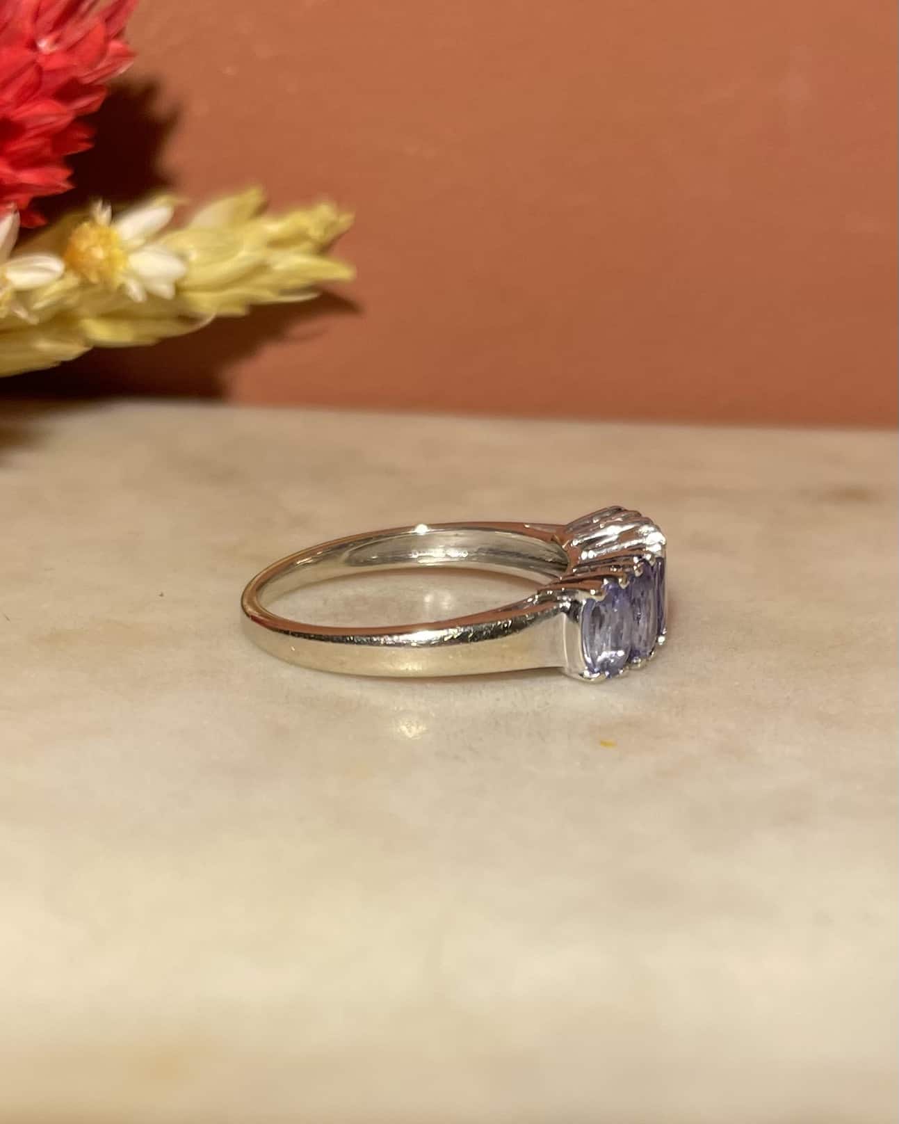 Bague rivière Tanzanites & Diamants "Julie"