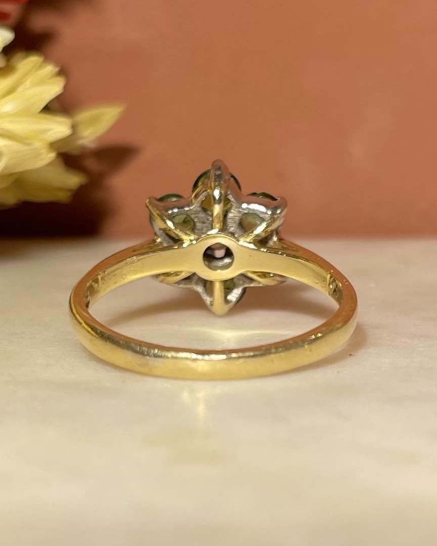 Bague Marguerite Péridot coeur Diamant "Savanah" - Elliade Paris