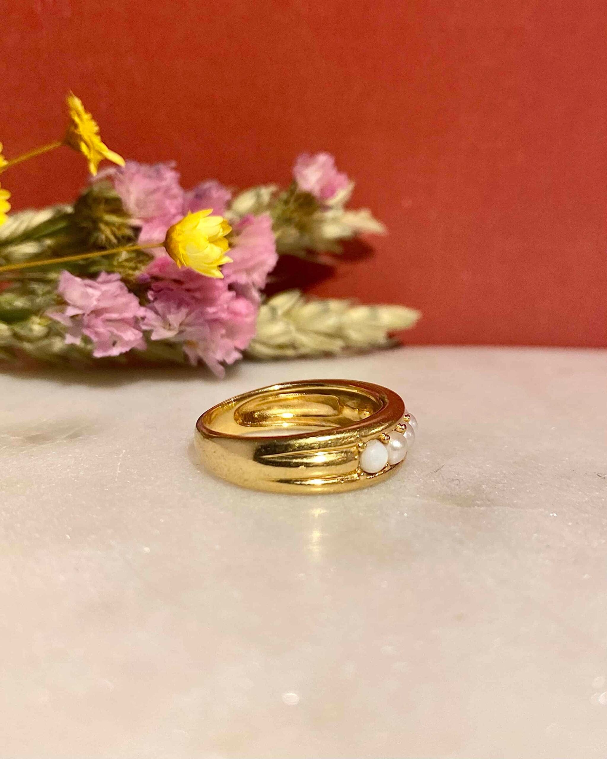 Bague Vintage Jonc Perles "Maya" - Elliade Paris