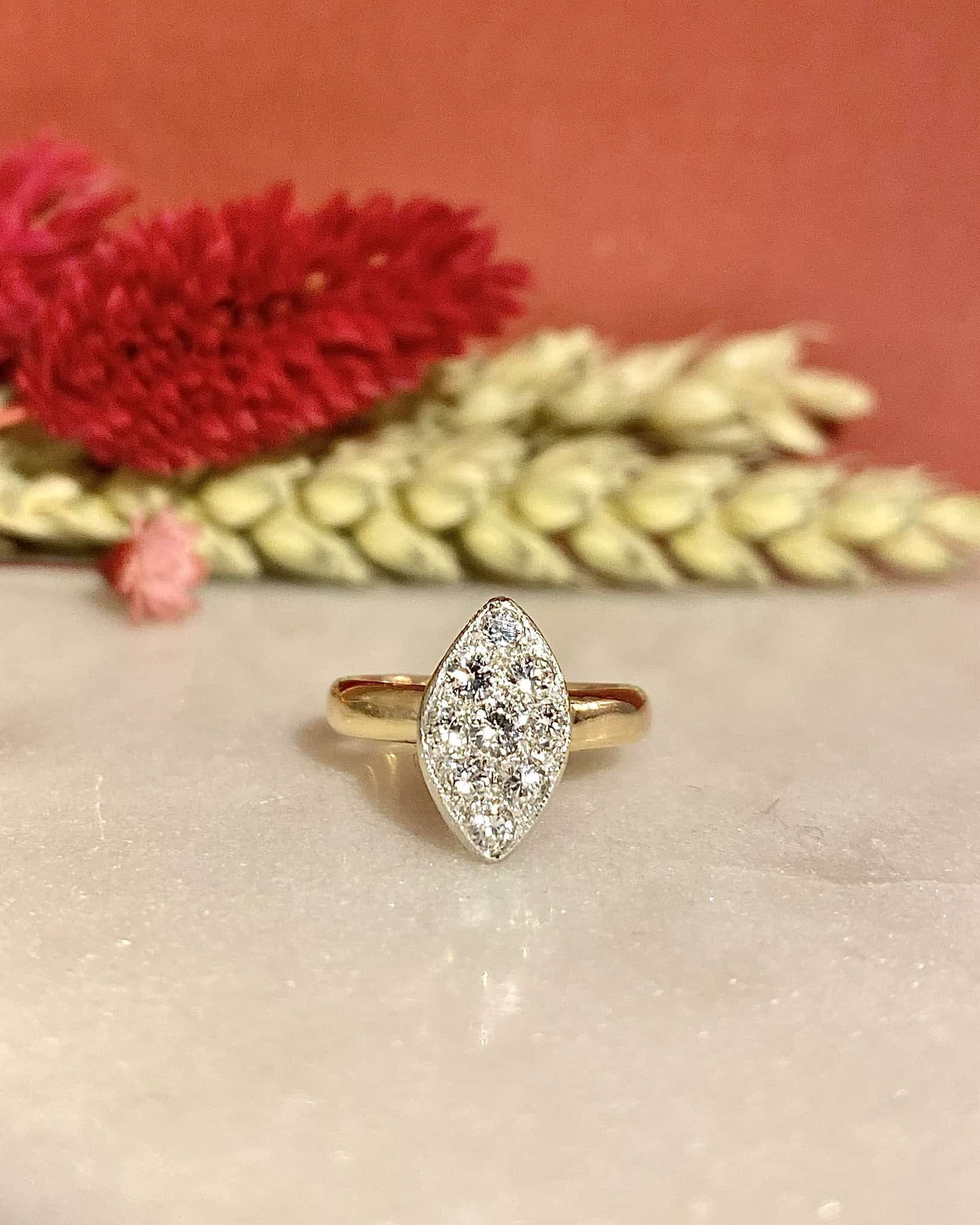 Bague Pinky Marquise 9 diamants "Lison" - Elliade Paris