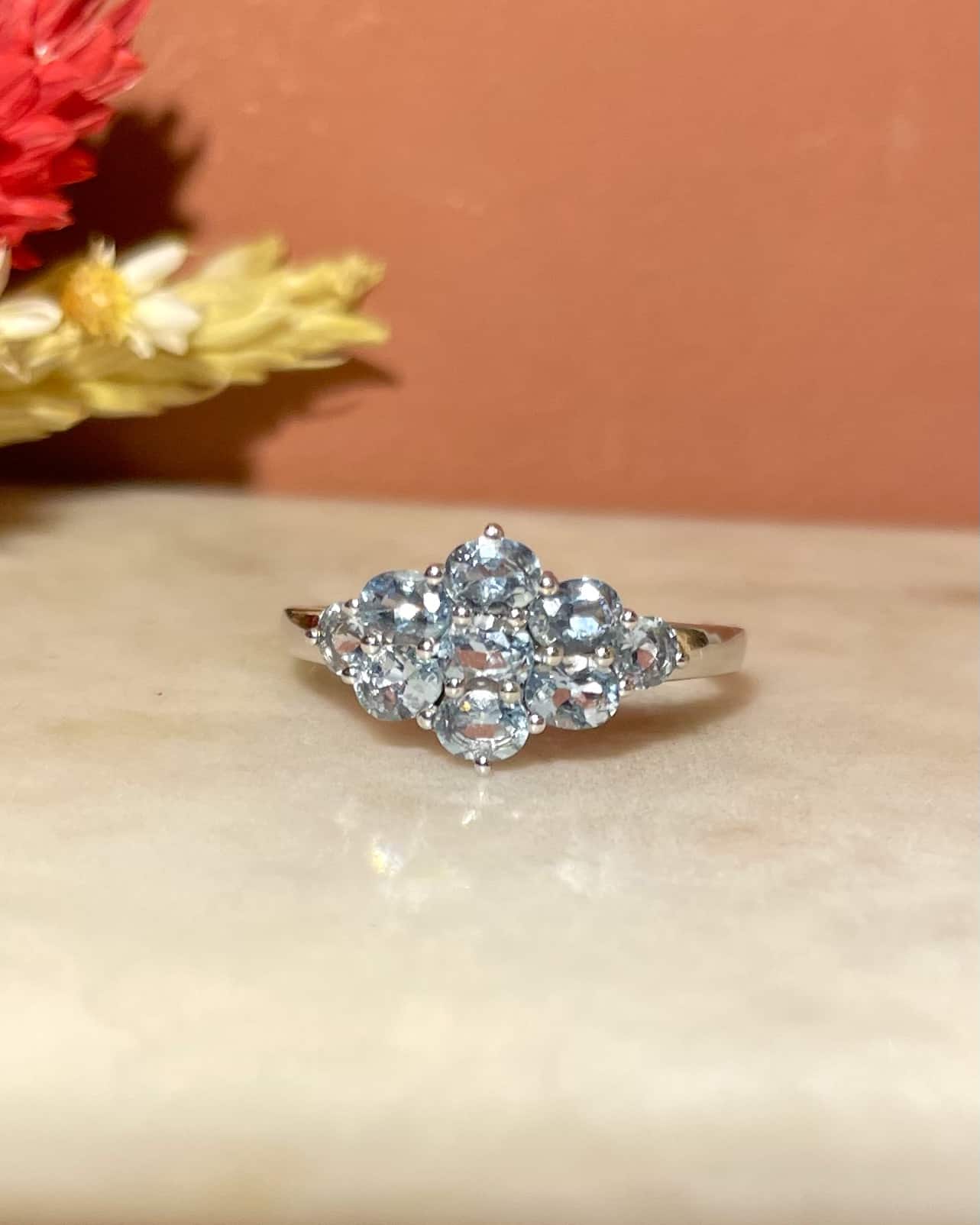 Bague rivière Aigue - Marine "Caliopé" - Elliade Paris