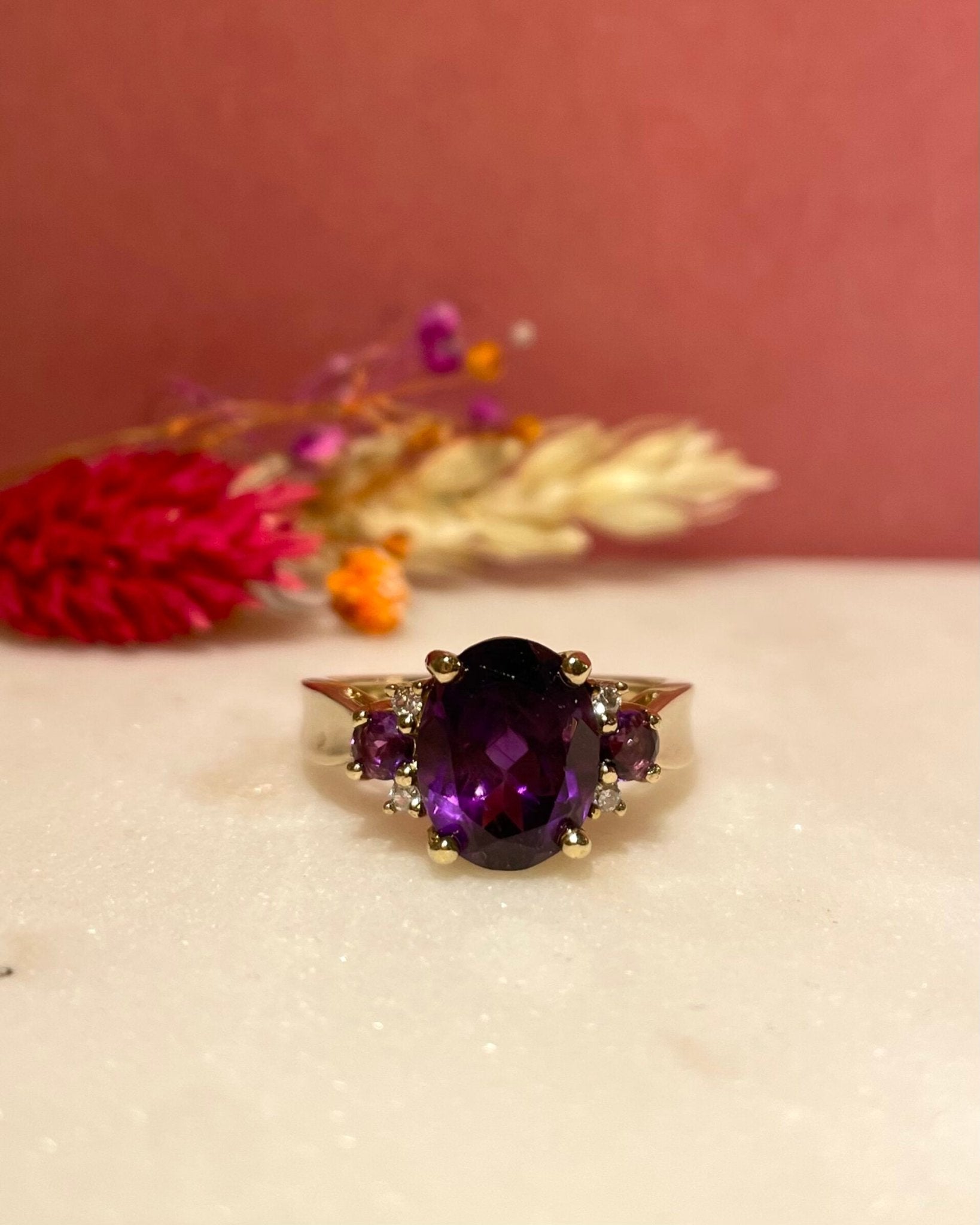 Bague Rivière Améthystes 2.80 carats & Diamants "Mayana" - Elliade Paris