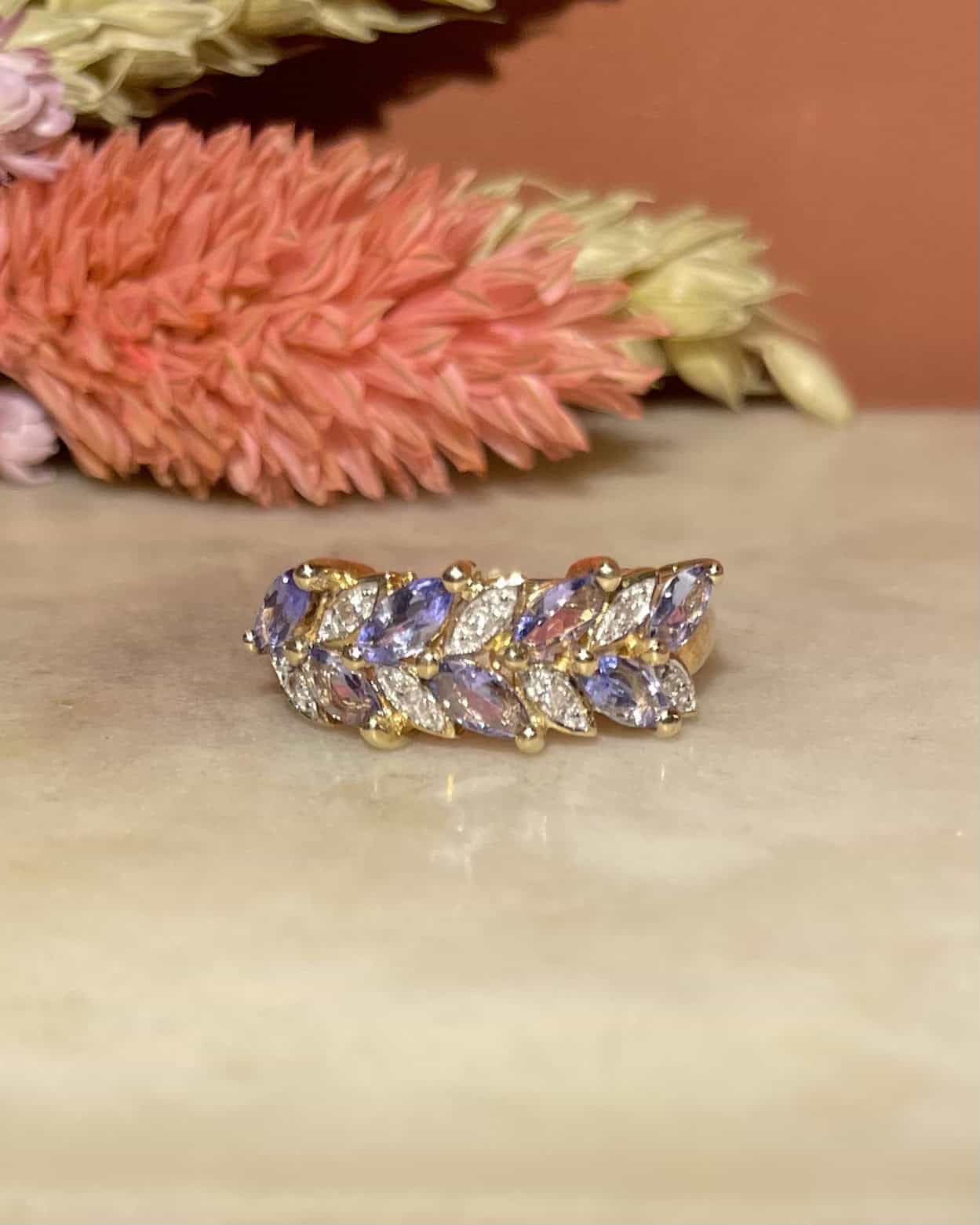 Bague Rivière Tanzanites & Diamants "Maëlys"