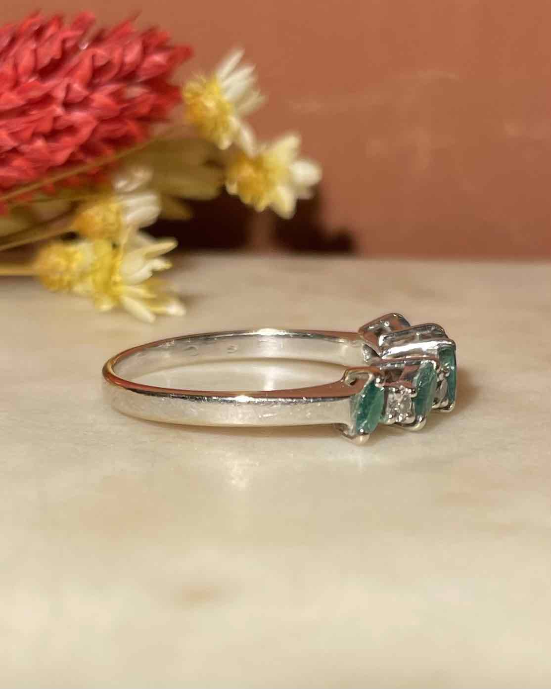 "Candice" Emerald & Diamond River Ring