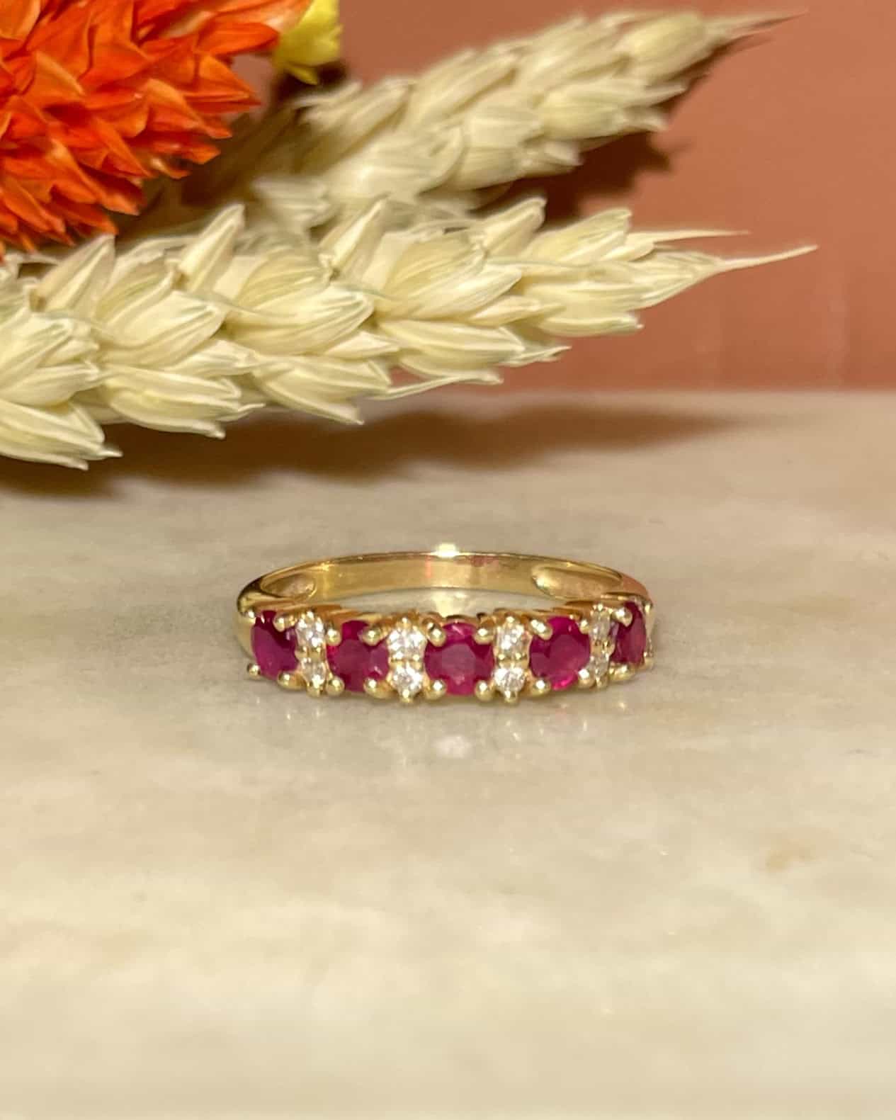 Bague rivière Rubis & Diamants "Asma" - Elliade Paris