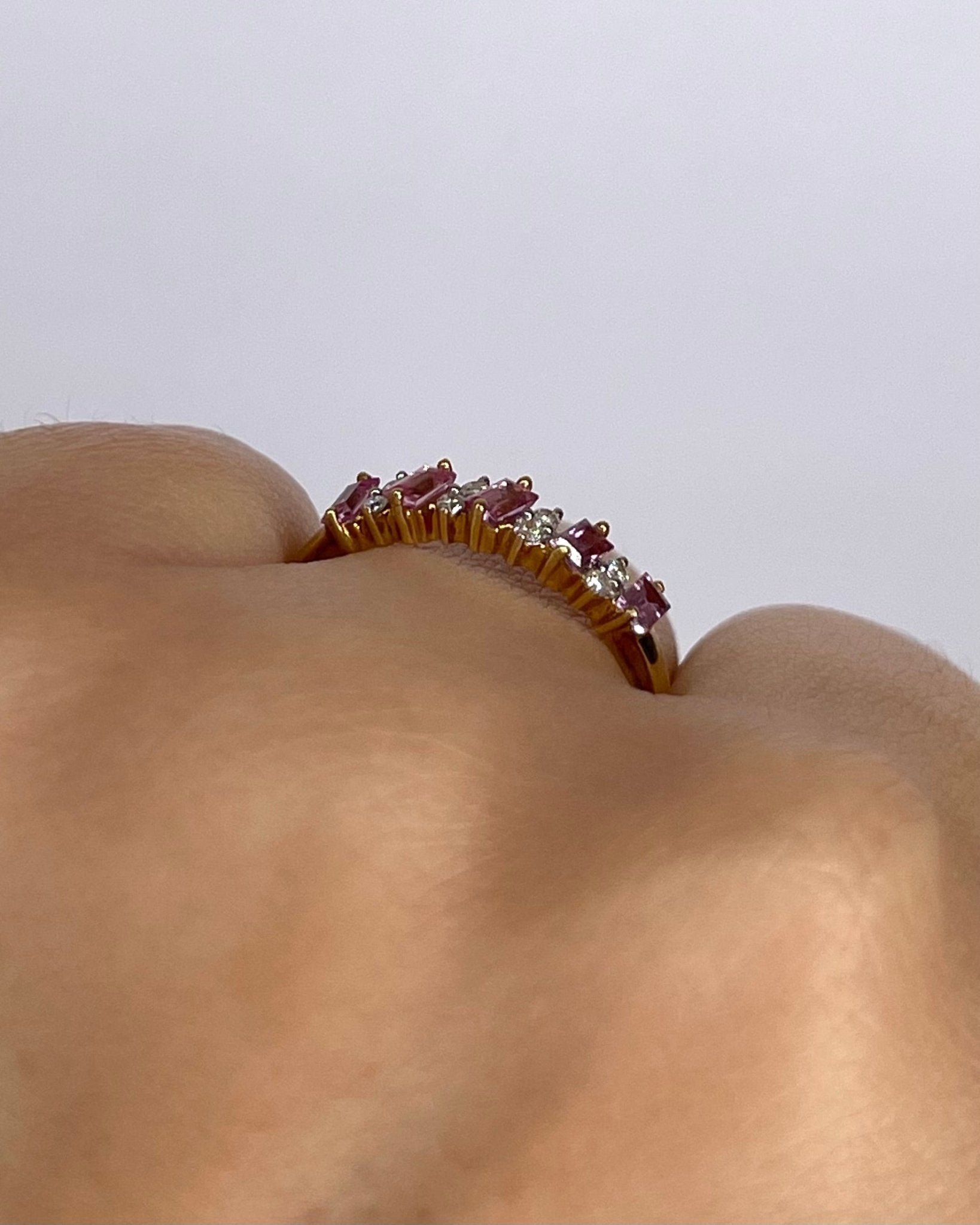 Bague Rivière Saphirs Roses & Diamants "Aurélie" - Elliade Paris