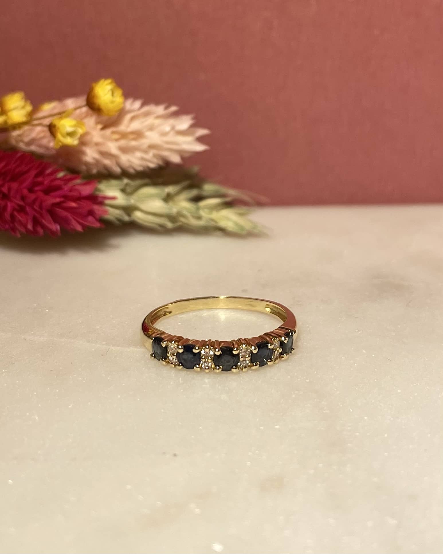 "Maude" 0.68 carat Sapphire & Diamond River Ring