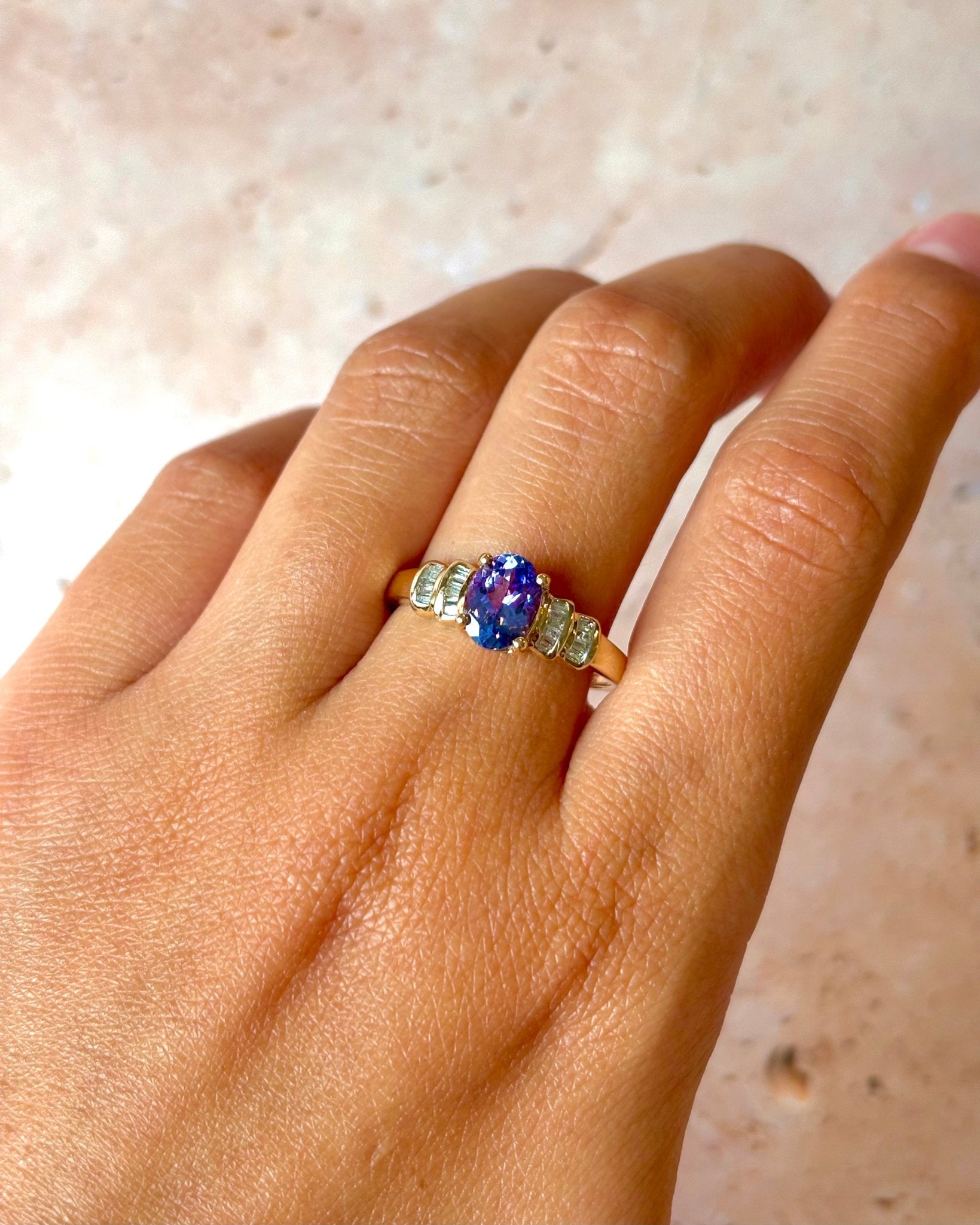 Bague Rivière Tanzanite 1.25 carat & Diamants "Laura" - Elliade Paris