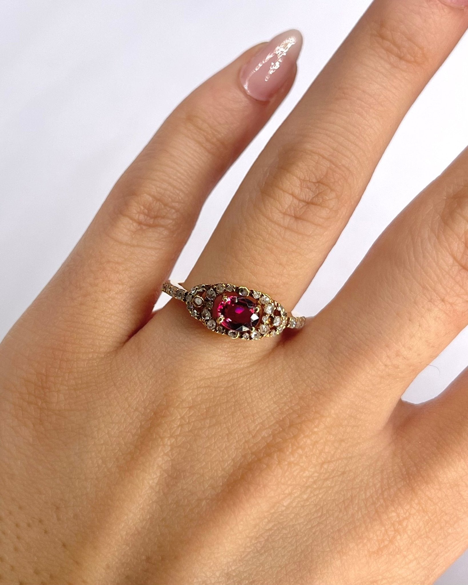 Bague Rivière Tourmaline Rose 0.55 carat & Diamants 0.25 carat "Anna" - Elliade Paris