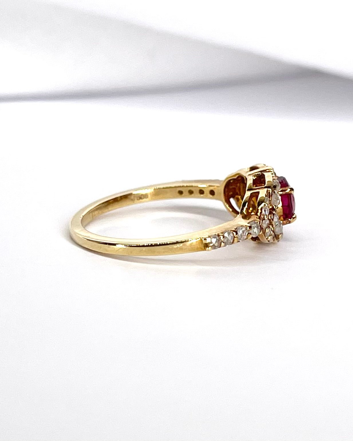 Bague Rivière Tourmaline Rose 0.55 carat & Diamants 0.25 carat "Anna" - Elliade Paris