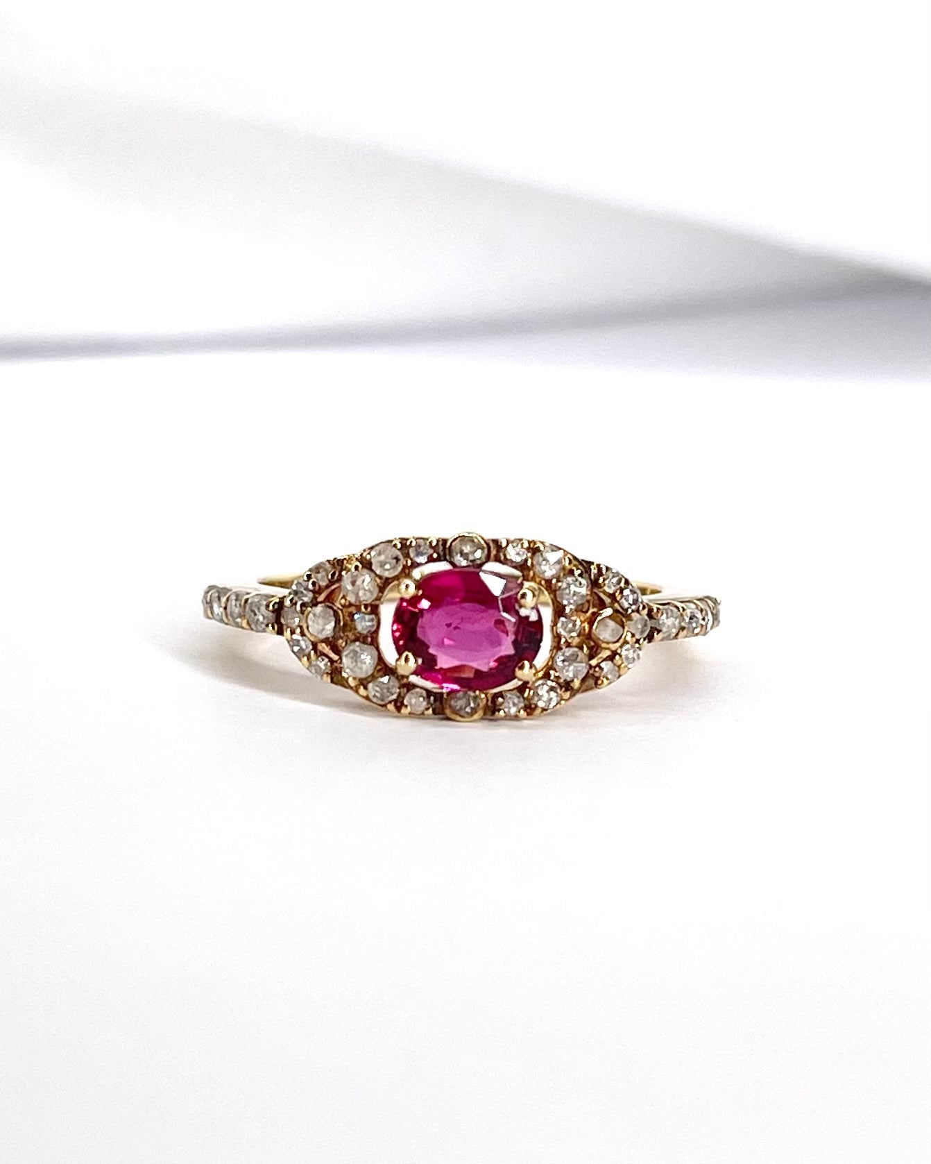 Bague Rivière Tourmaline Rose 0.55 carat & Diamants 0.25 carat "Anna" - Elliade Paris