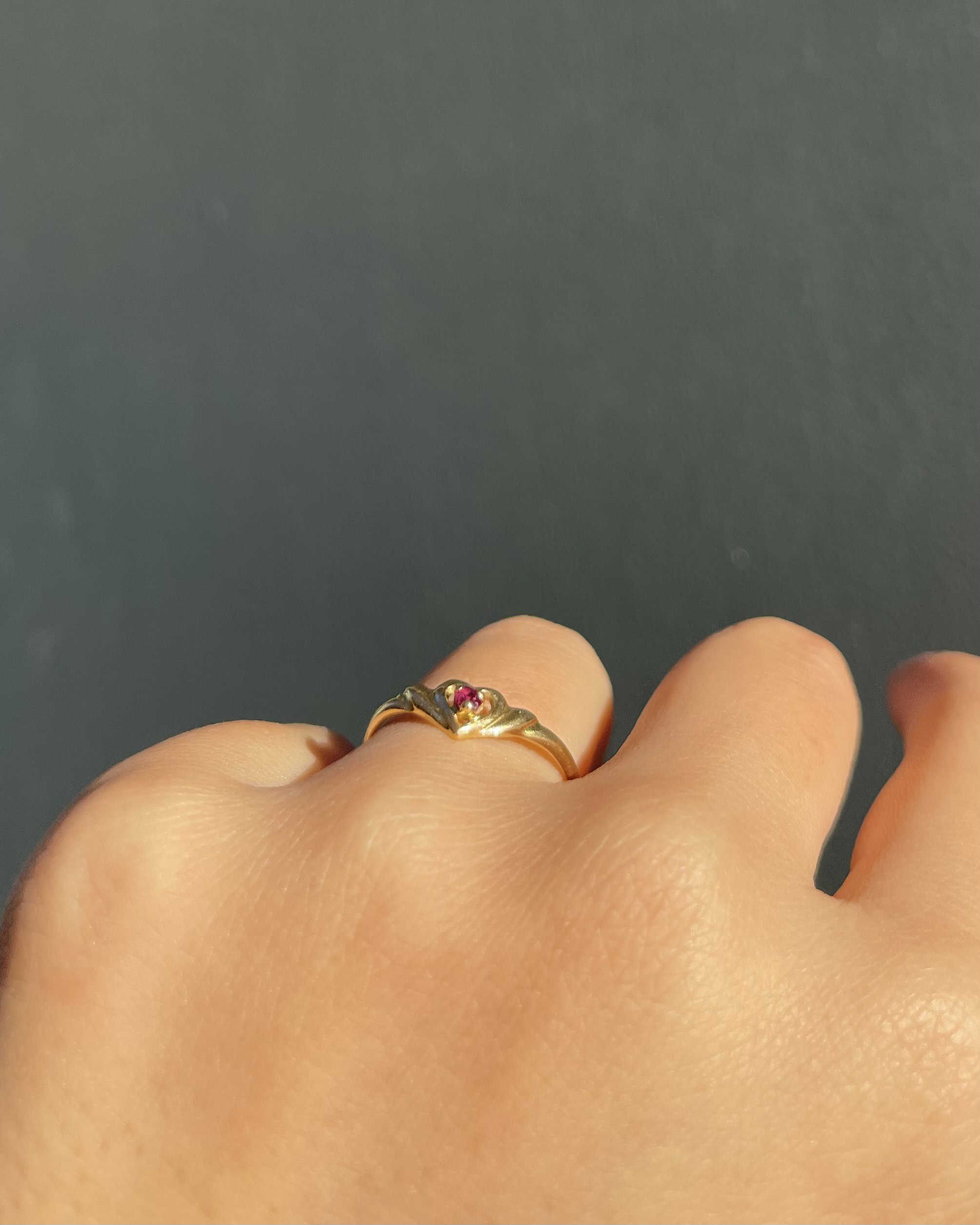 Bague Jonc Coeur Rubis "Cara"