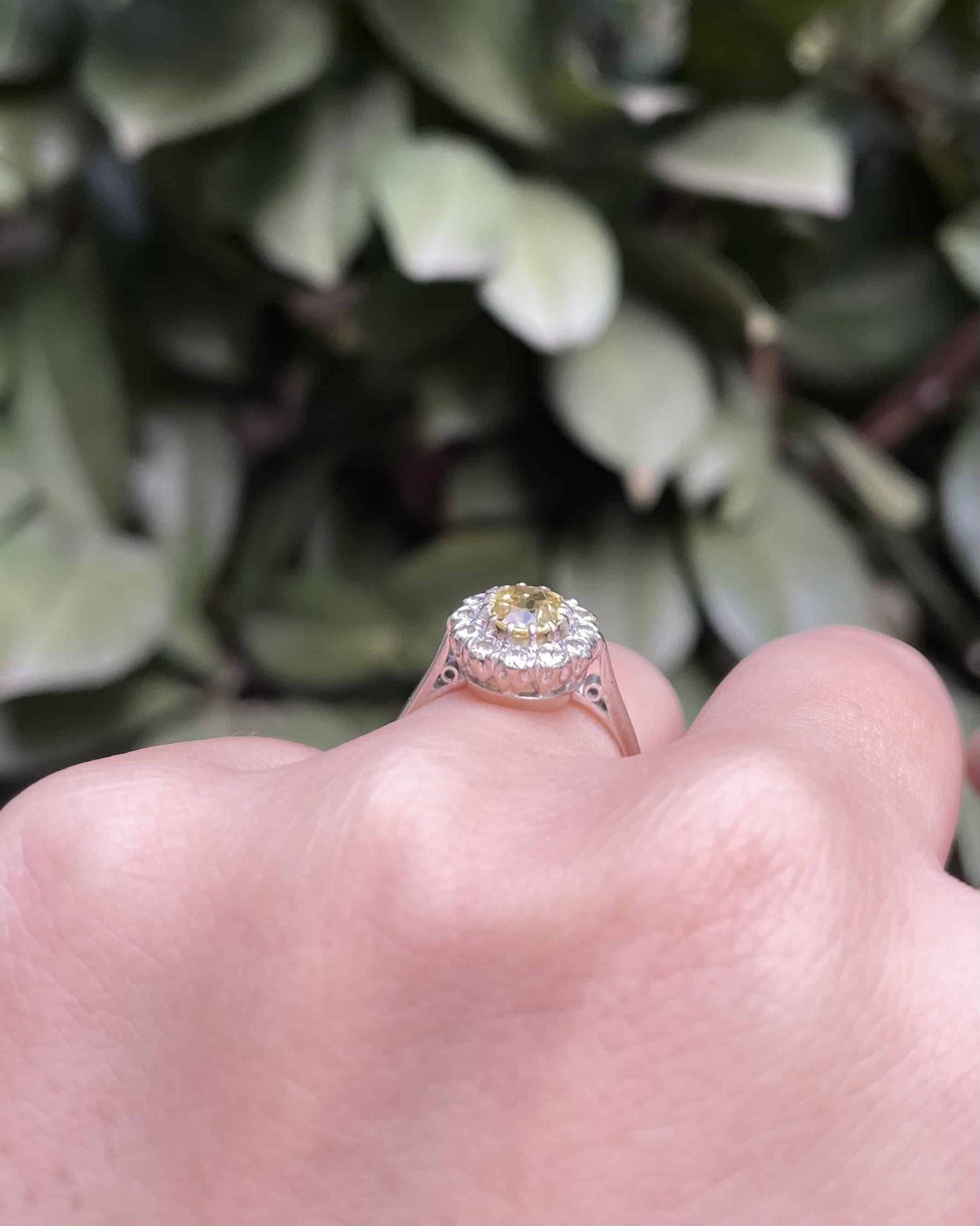 Yellow Sapphire Daisy Ring 0.70 carat & 12 Diamonds "Yuri"