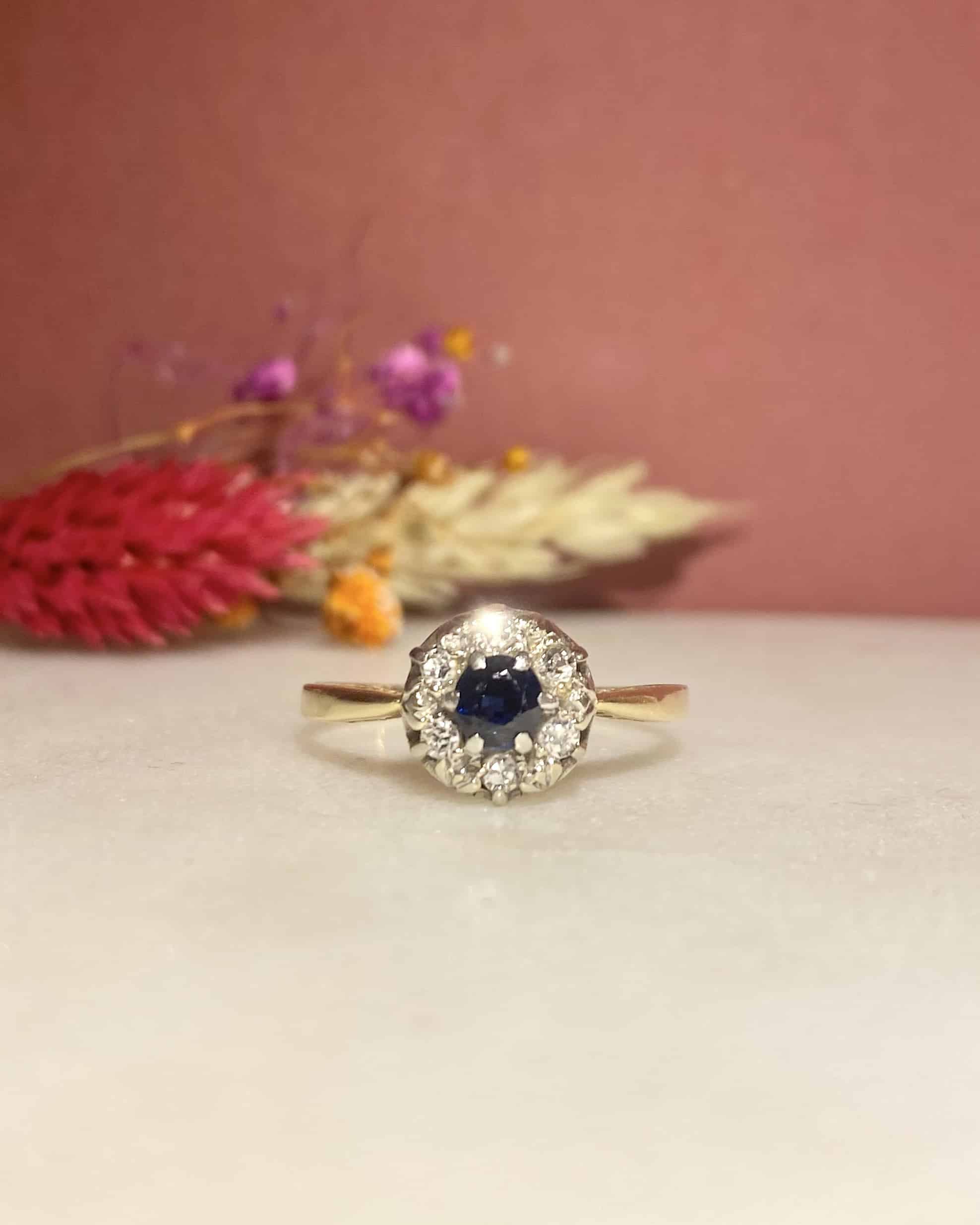 "Nicola" Sapphire & Diamond Daisy Ring