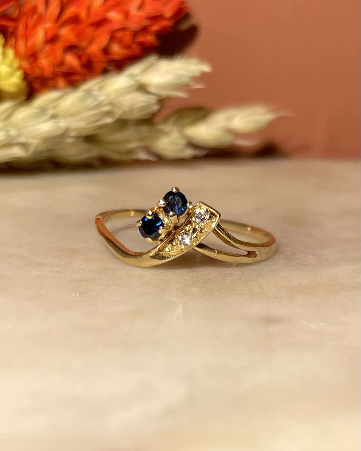 Anillo "Tú y yo" de zafiro y diamantes "Linea"