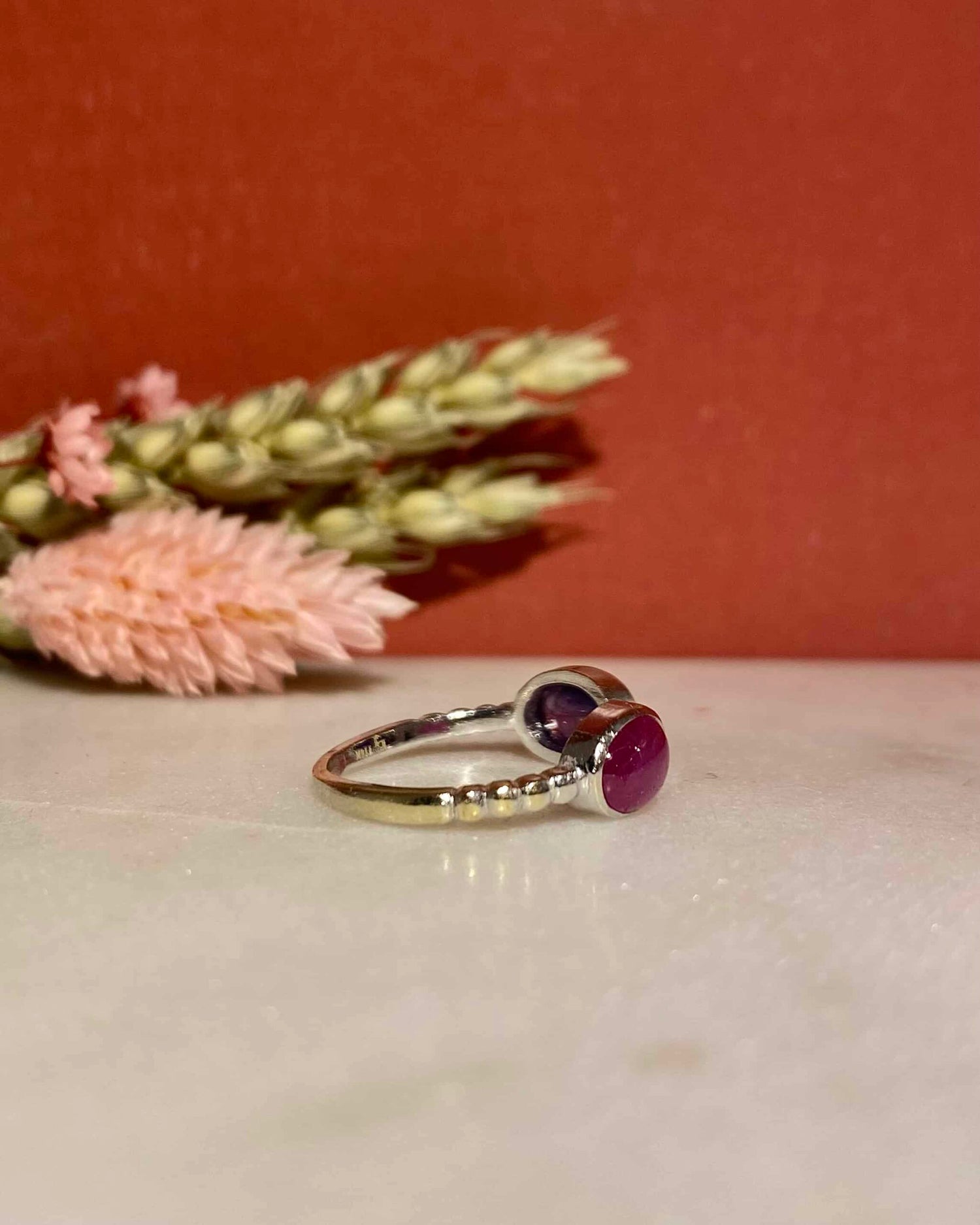 You & Me Ring Pink and Purple Sapphires 2.80 Carats "Ellie"