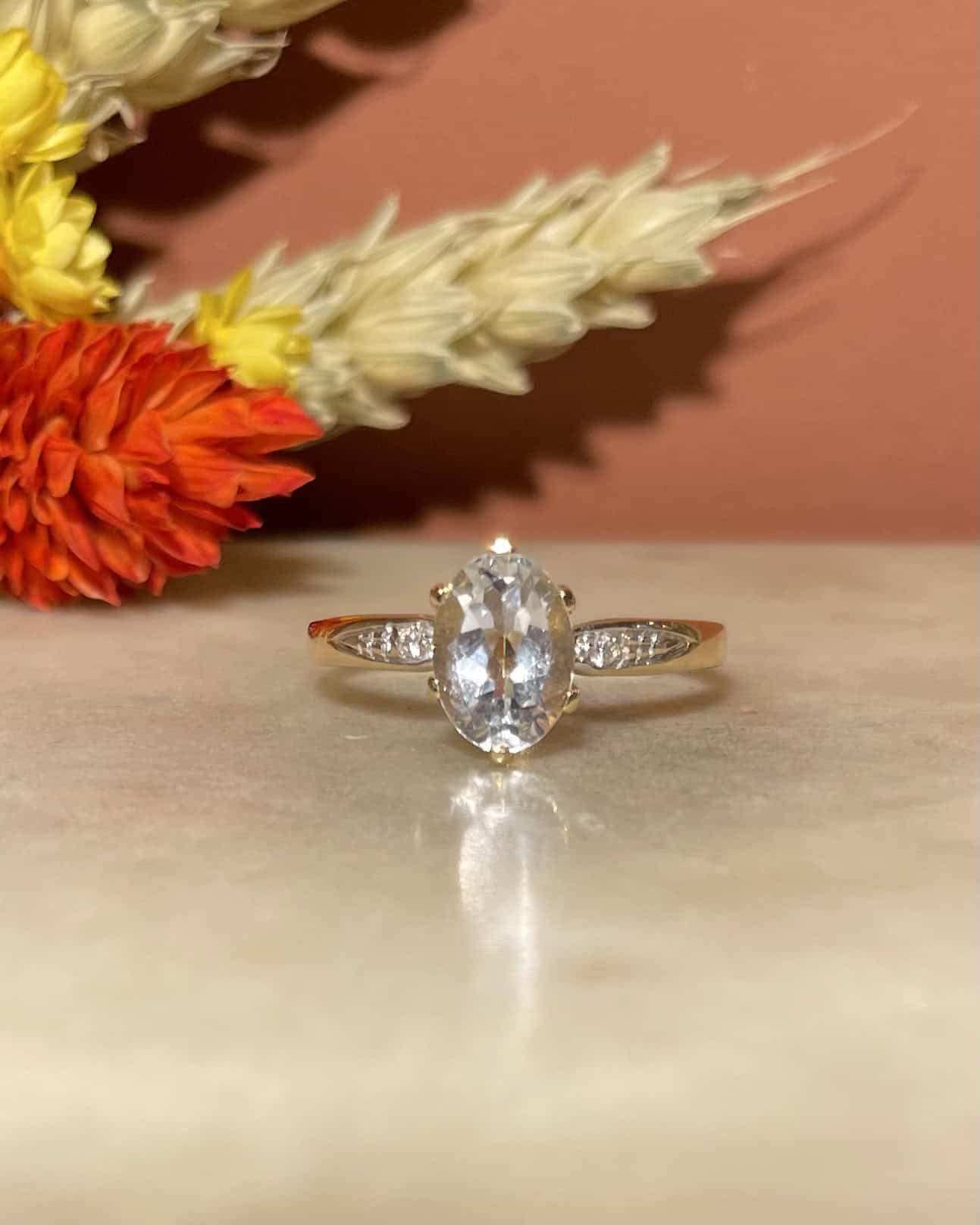 Bague Trilogie Aigue-Marine 1.10 carat et Diamants "Sam"