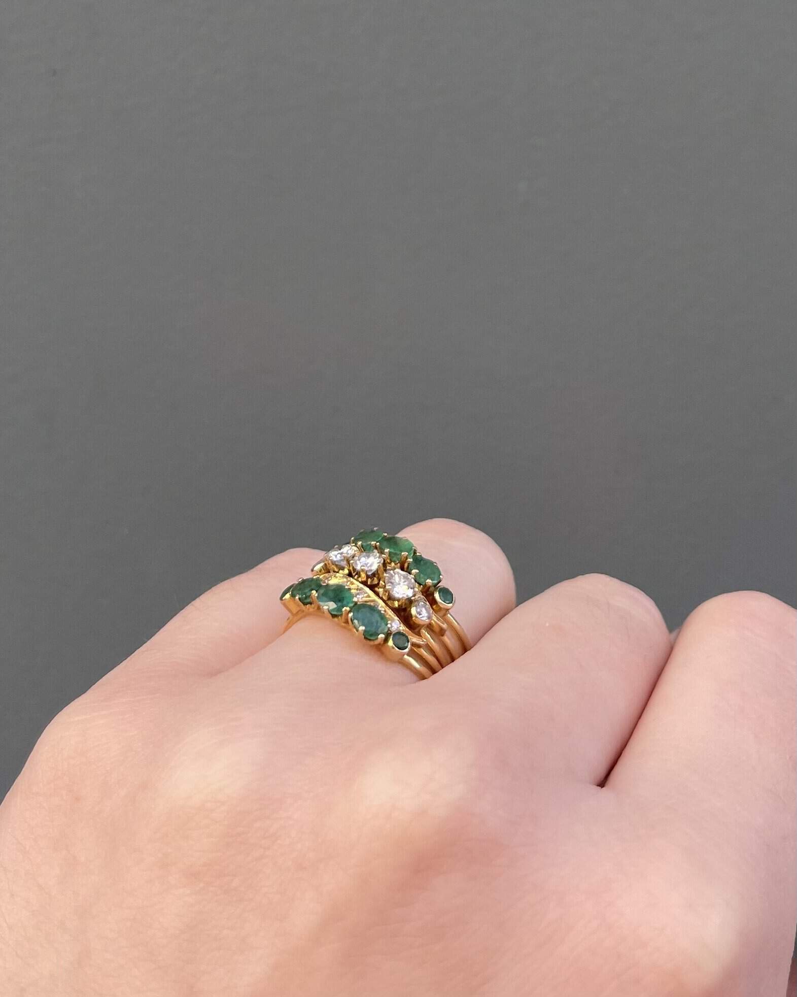 Bague Semainier Émeraudes 0.90 carat & Diamants 0.63 carat "Sadia" - Elliade Paris