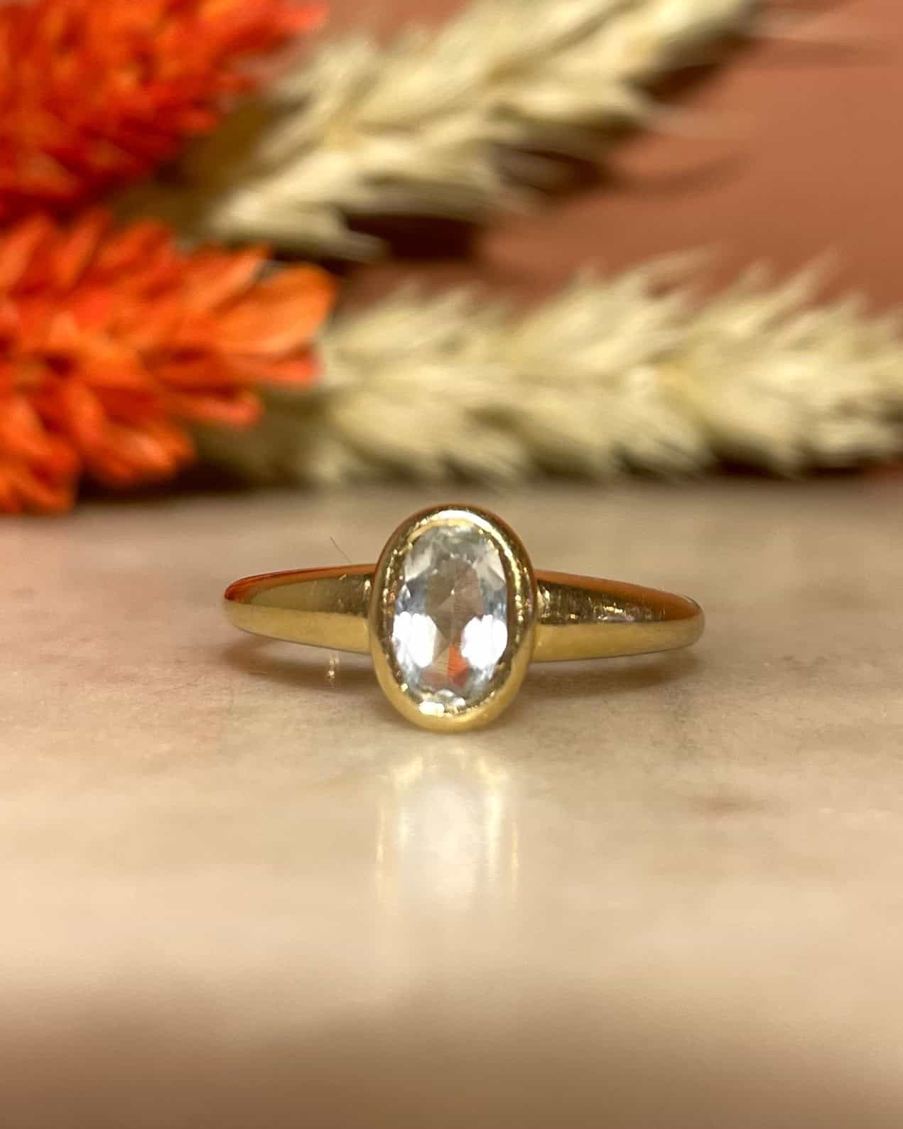 Bague Solitaire Aigue - Marine 0.35 carat "Kimia" - Elliade Paris