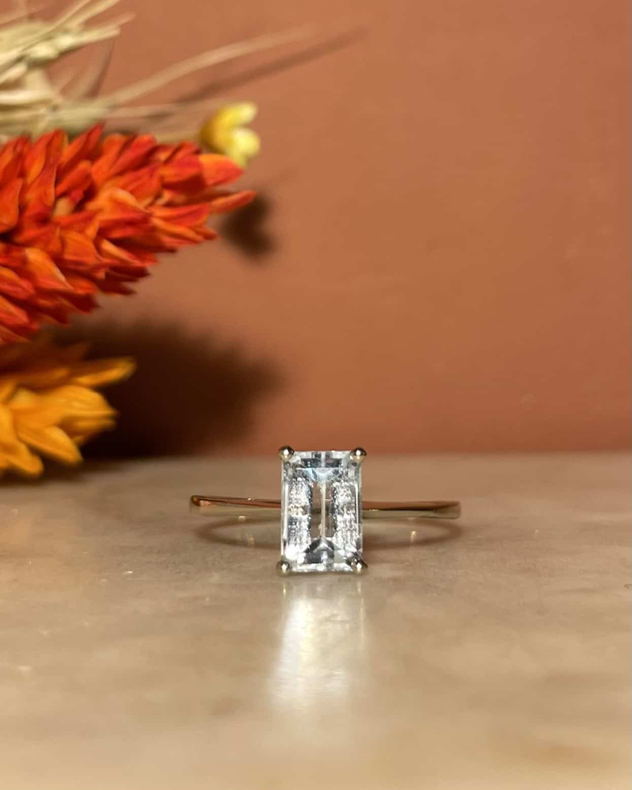 Bague Solitaire Aigue - Marine 0.75 carat "Aili" - Elliade Paris