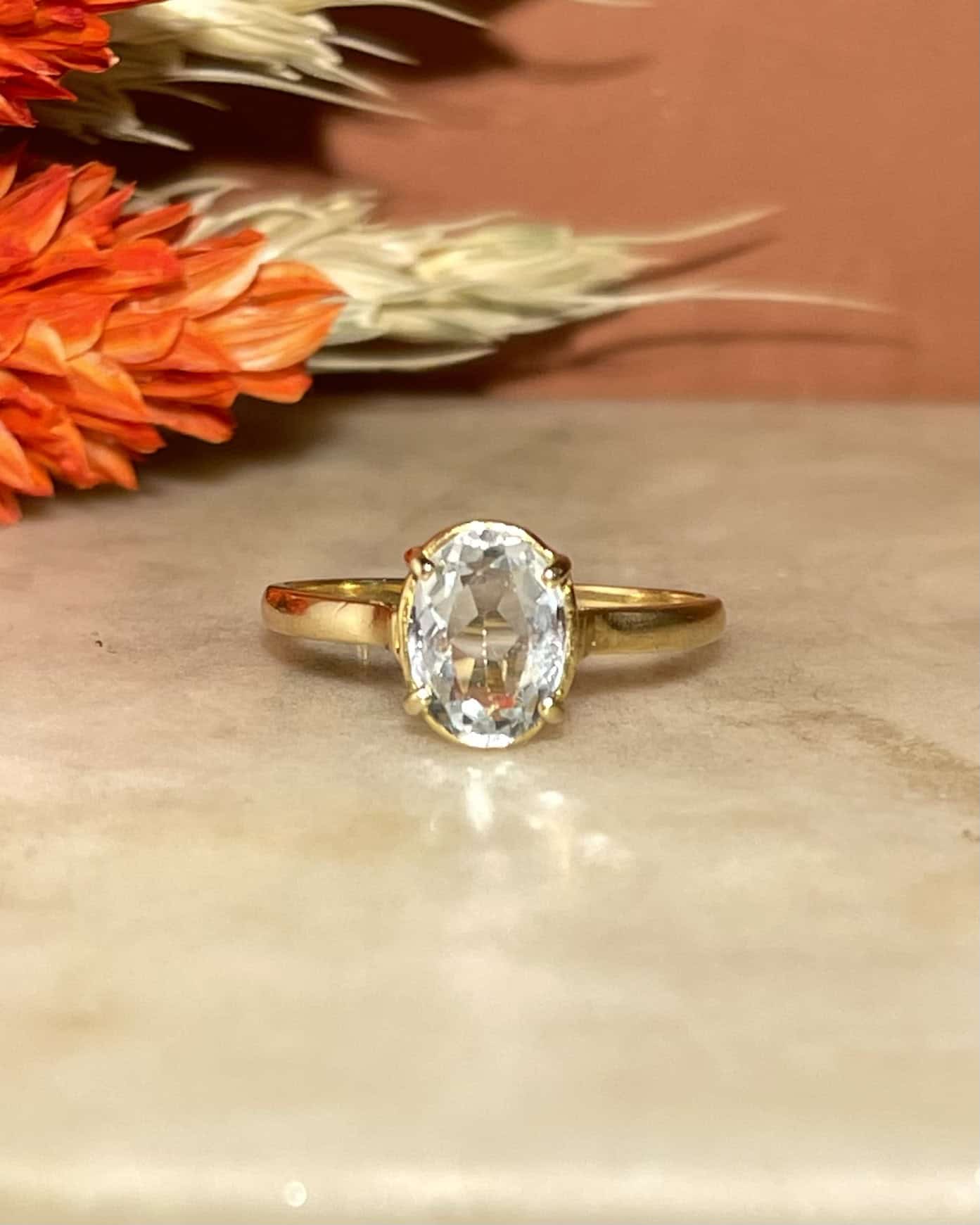 Bague Solitaire Aigue - Marine 1 carat "Pulsera" - Elliade Paris