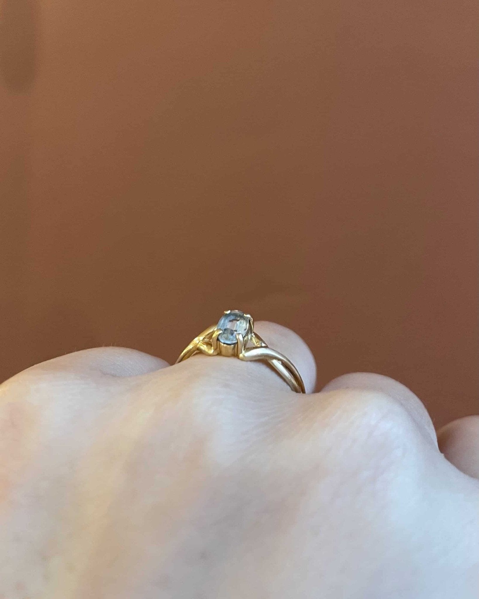 Bague Solitaire Aigue - marine Vintage "Charline" - Elliade Paris
