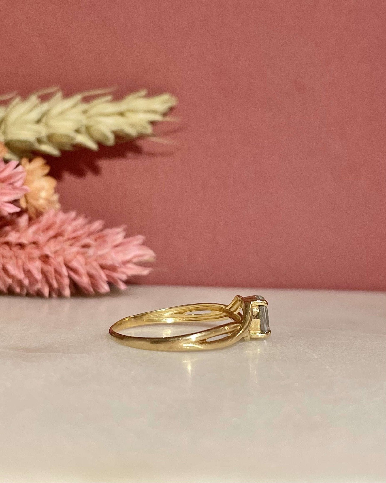 Bague Solitaire Aigue - marine Vintage "Charline" - Elliade Paris