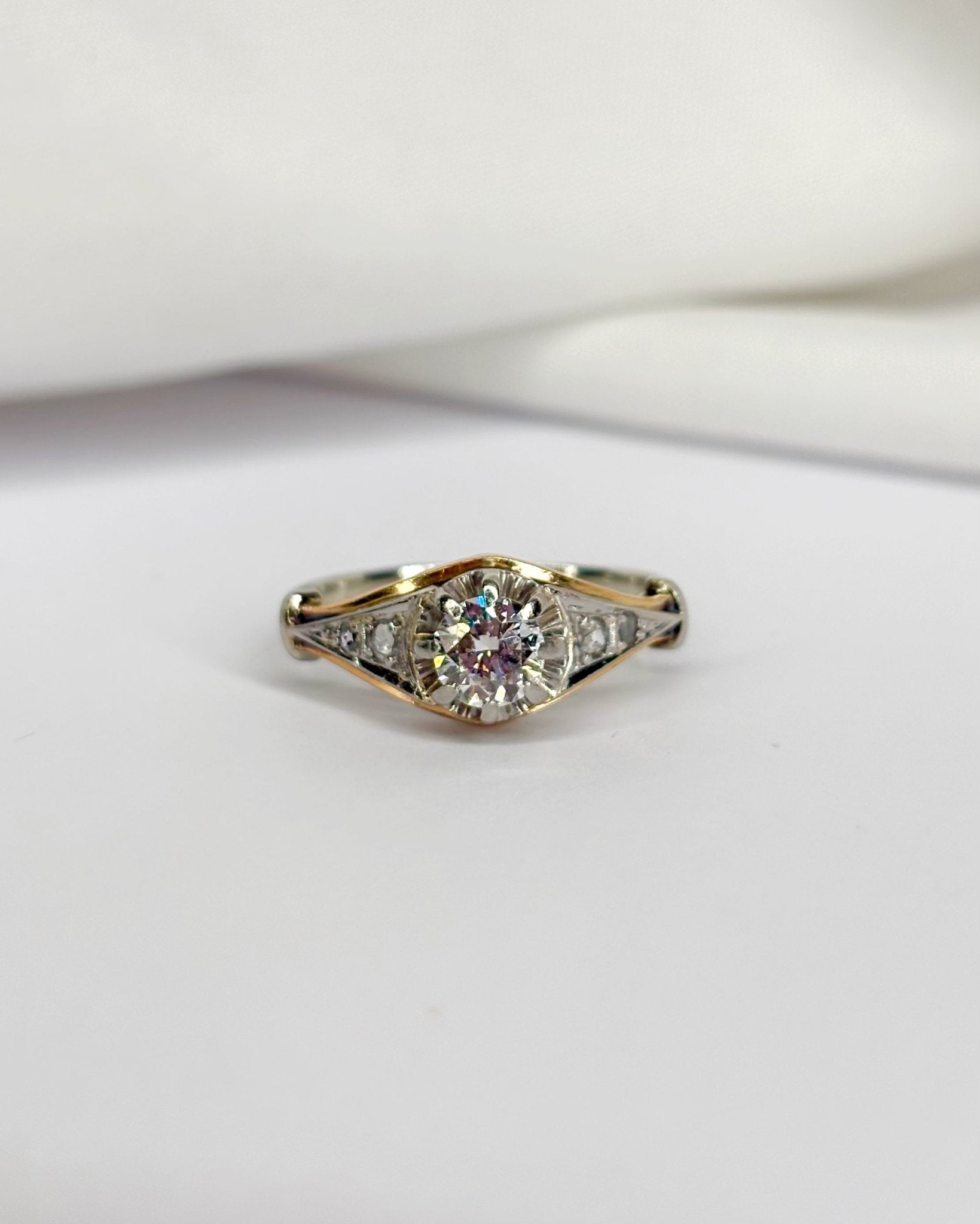 Bague Solitaire Art Déco Diamants 0.49 carat "Romane" - Elliade Paris