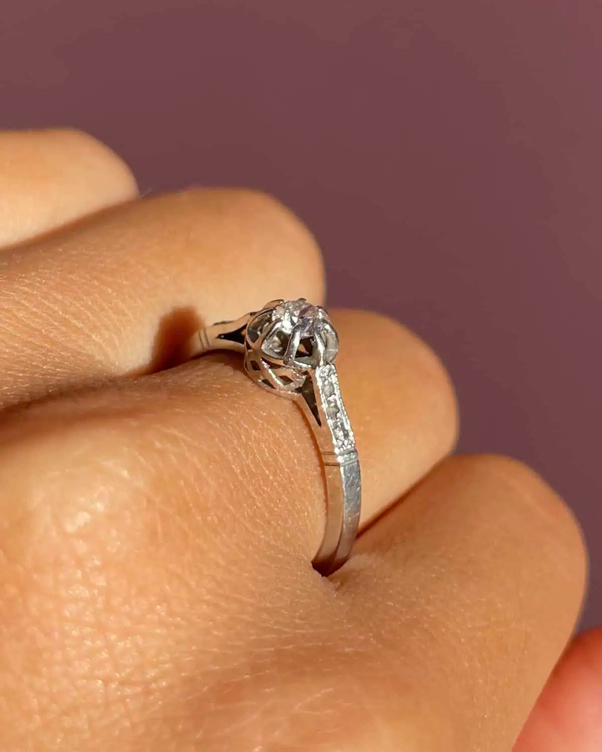 Bague Solitaire Art-Deco Vintage Diamants "Freja"