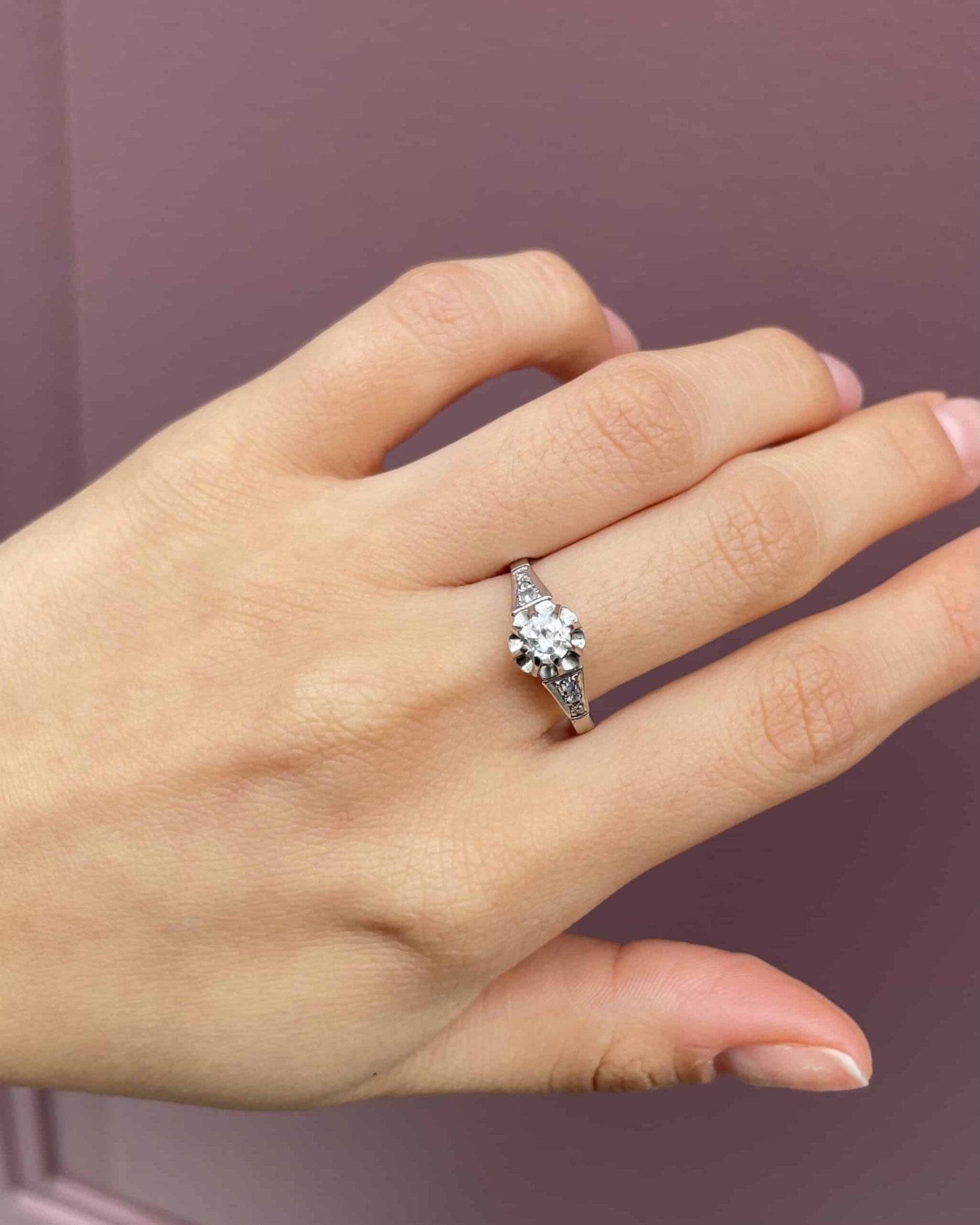 Bague Solitaire Art - Deco Vintage Diamants "Asma" - Elliade Paris