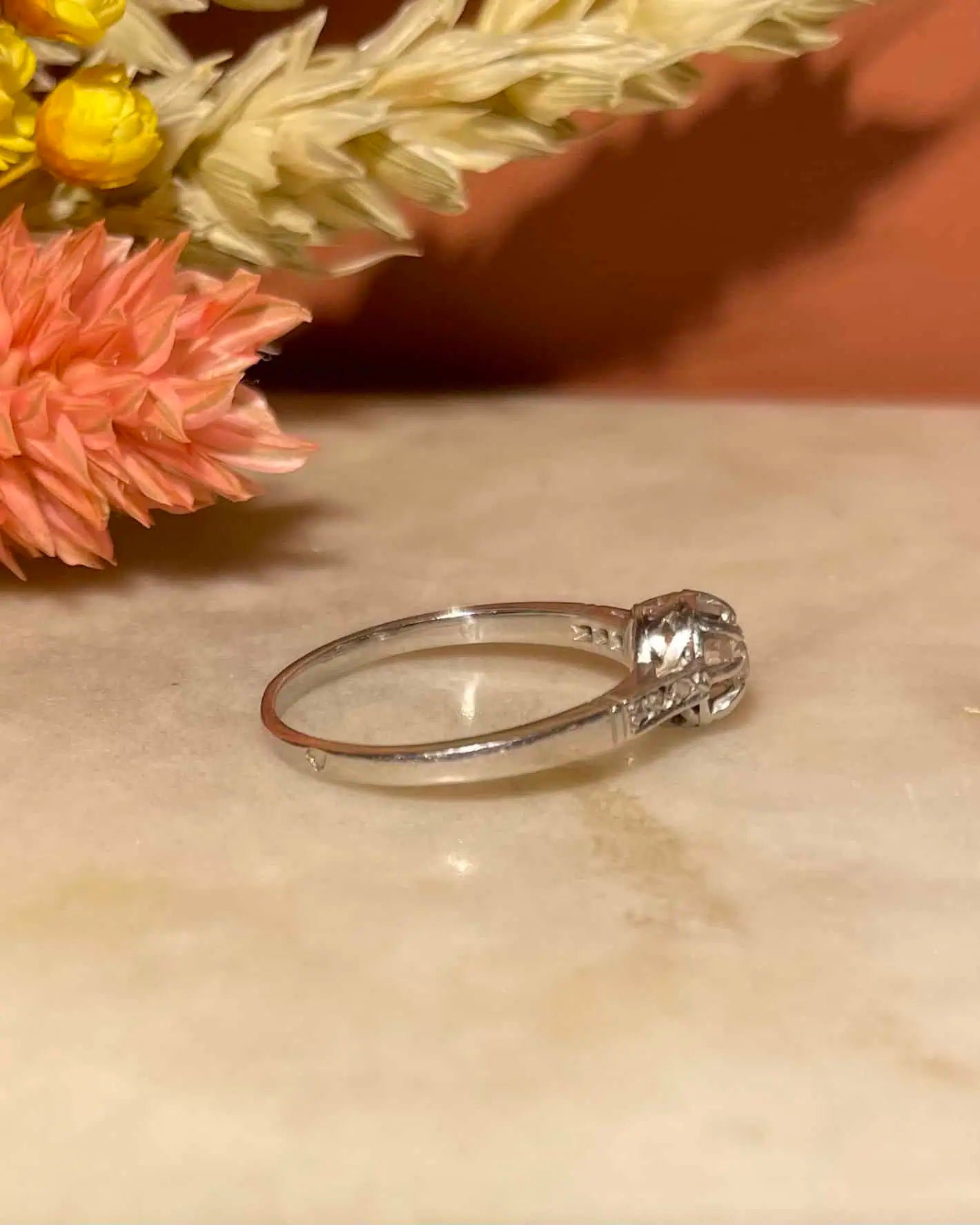 Bague Solitaire Art - Deco Vintage Diamants "Freja" - Elliade Paris