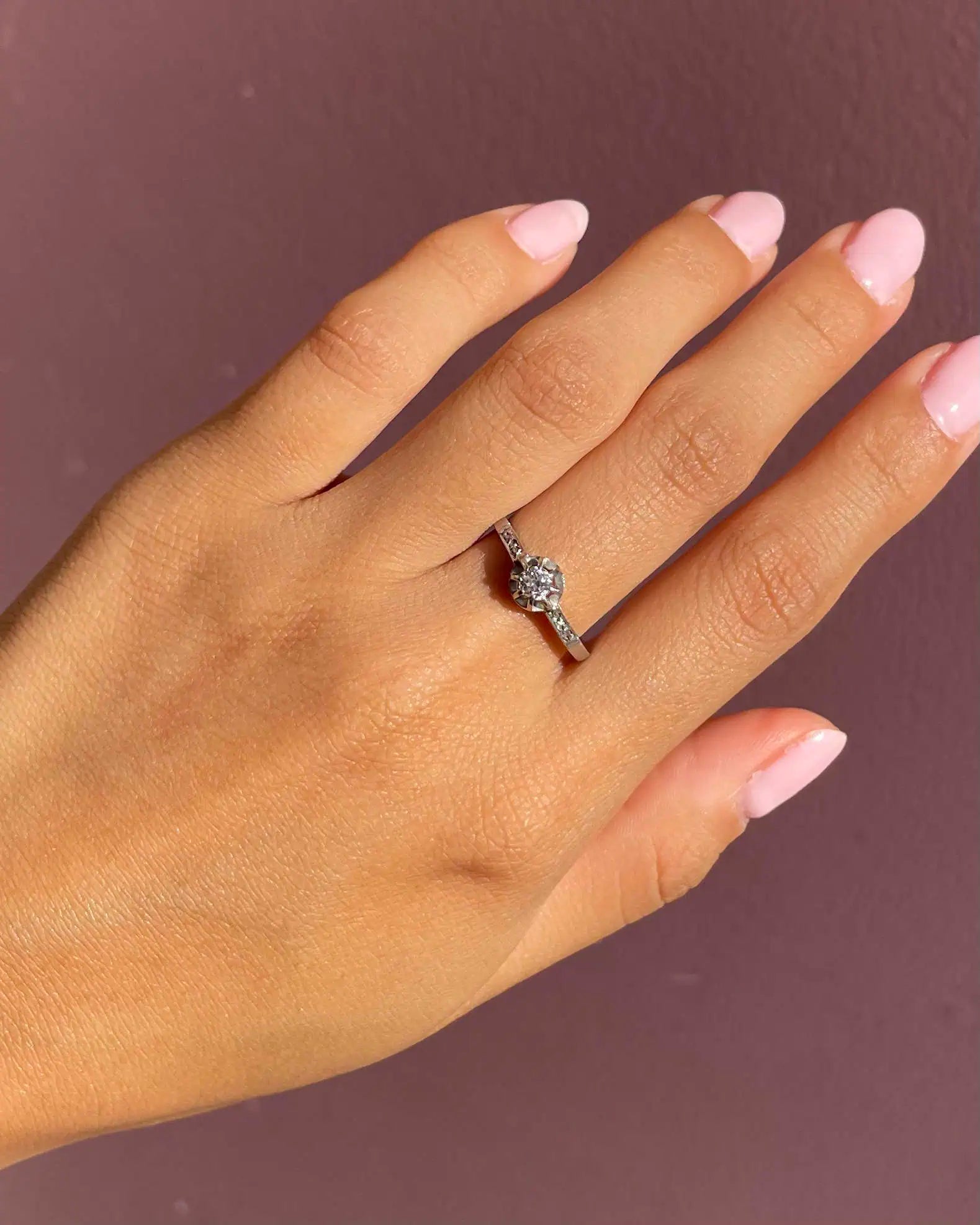 Bague Solitaire Art - Deco Vintage Diamants "Freja" - Elliade Paris