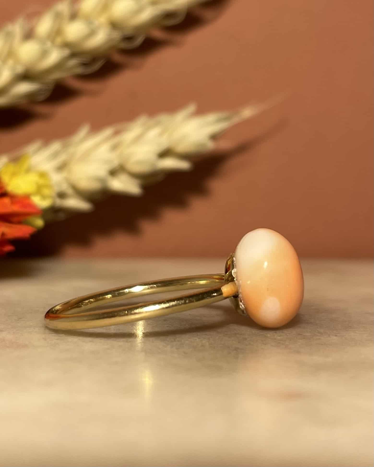 Bague Solitaire Corail Peau d&