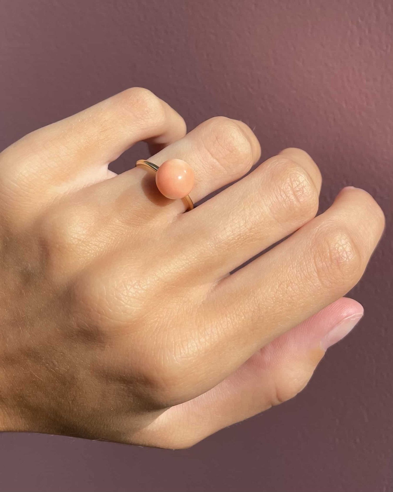 Bague Solitaire Corail Peau d&