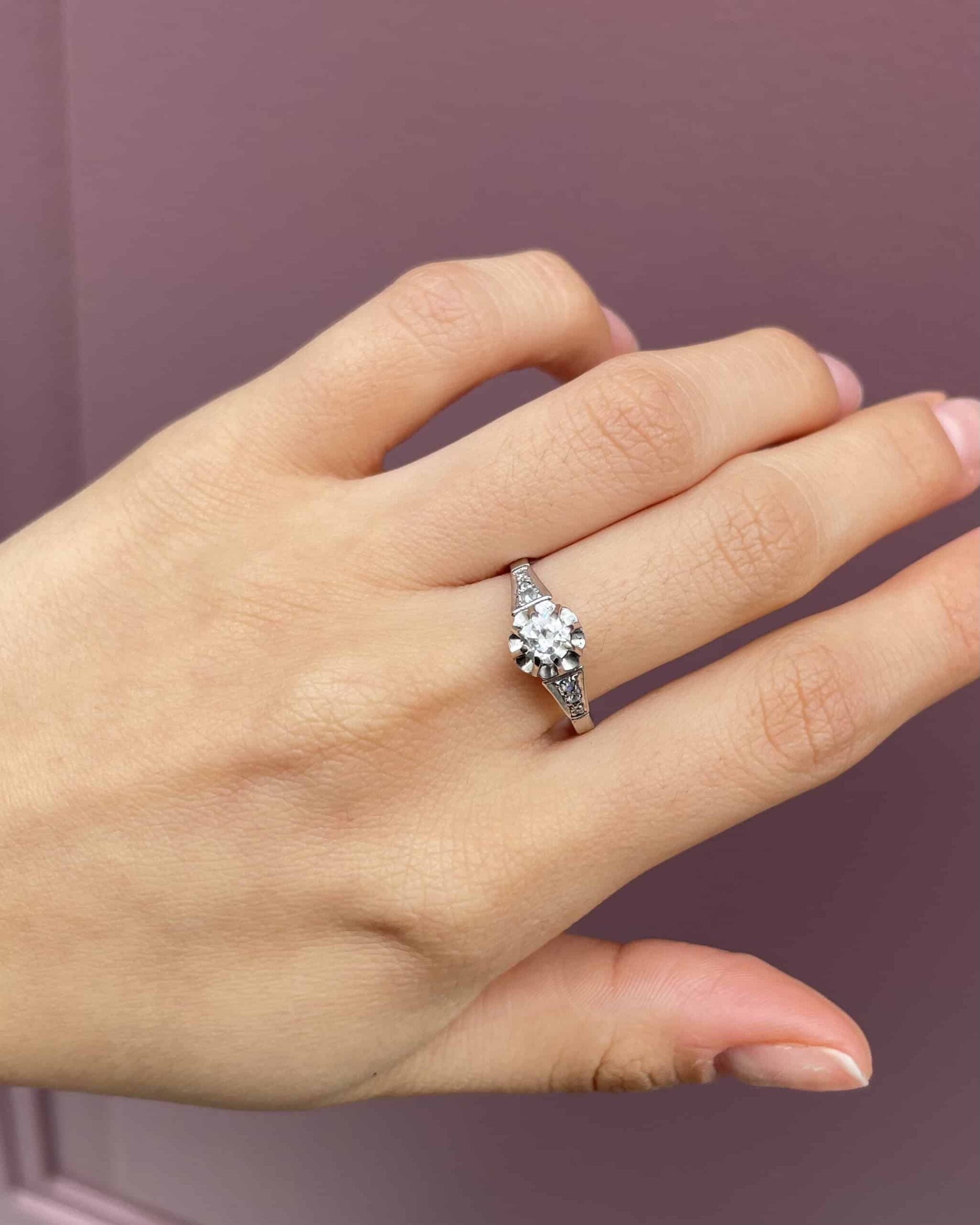 Bague Solitaire Art-Deco Vintage Diamants "Asma"