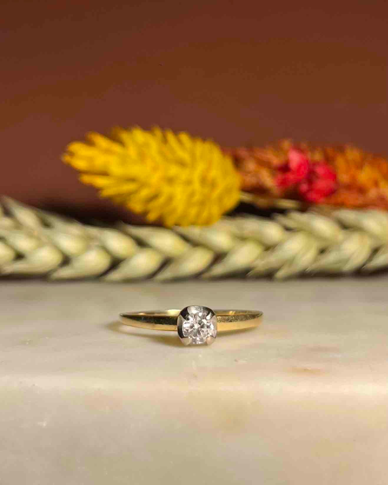 Bague solitaire diamant Vintage "Lili" - Elliade Paris