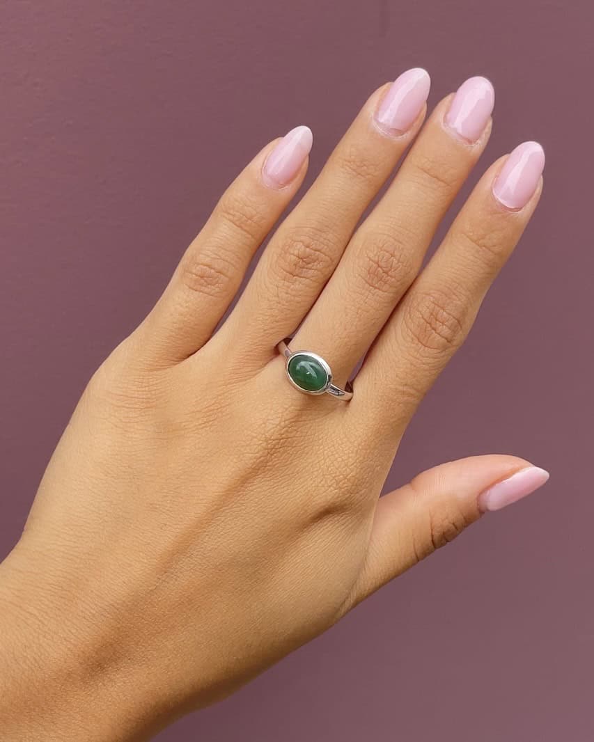 Emerald Cabochon Solitaire Ring 0.75 carat “Ilia”