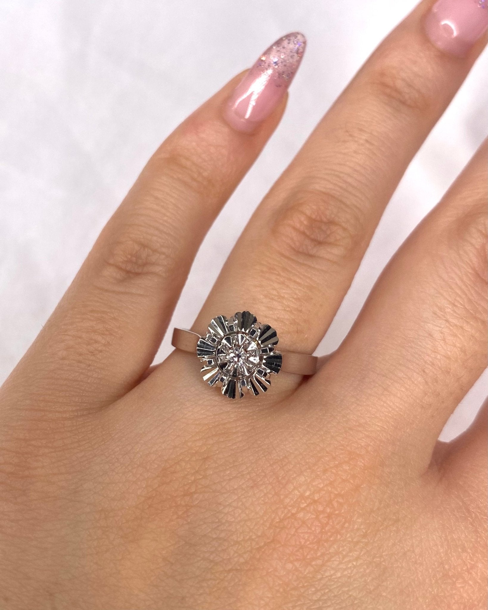 Bague Solitaire Fleur Diamant "Aglaé" - Elliade Paris