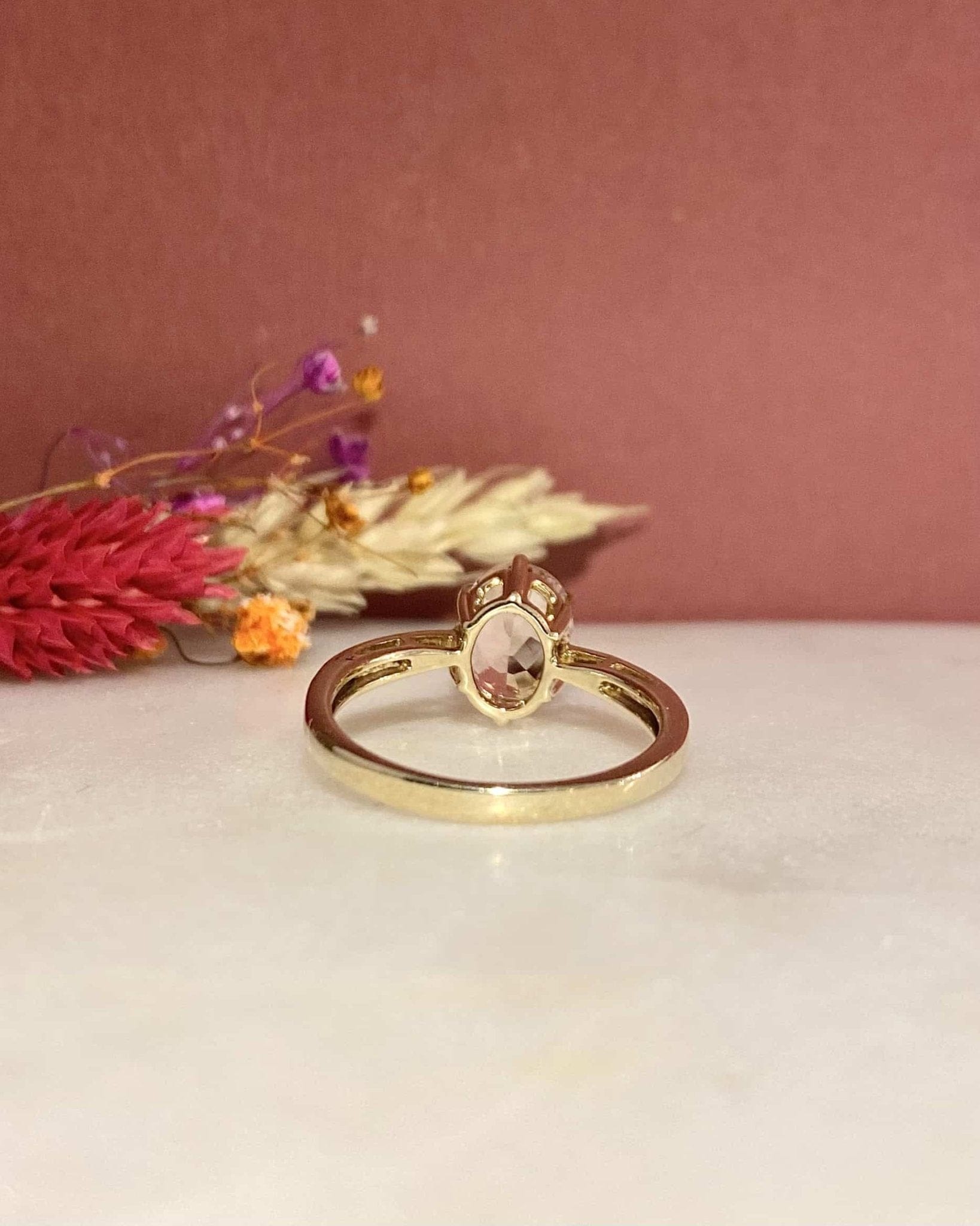 Bague Solitaire Morganite 1.50 carat & Diamants "Eulalie" - Elliade Paris