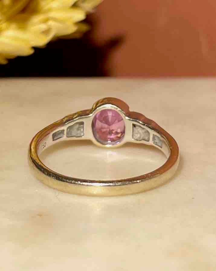 Bague Solitaire Saphir Rose & Diamants "Bérénice" - Elliade Paris