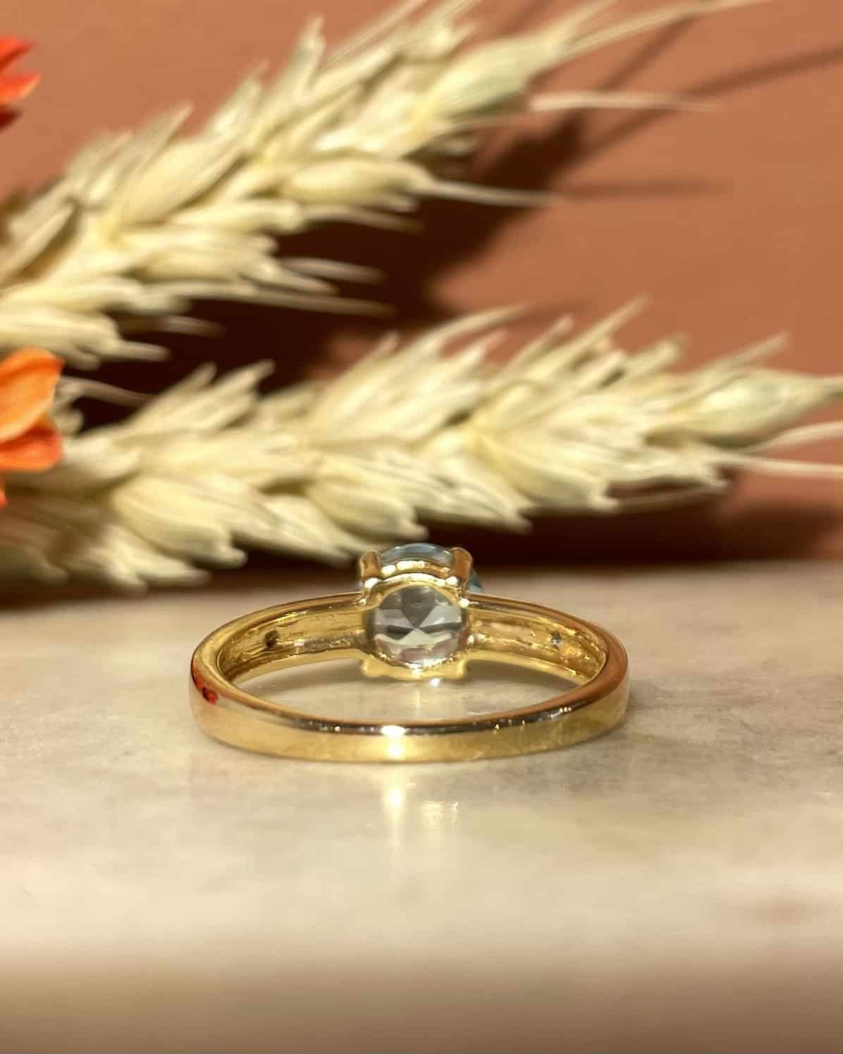 Bague Solitaire Topaze & Diamants "Jennah" - Elliade Paris
