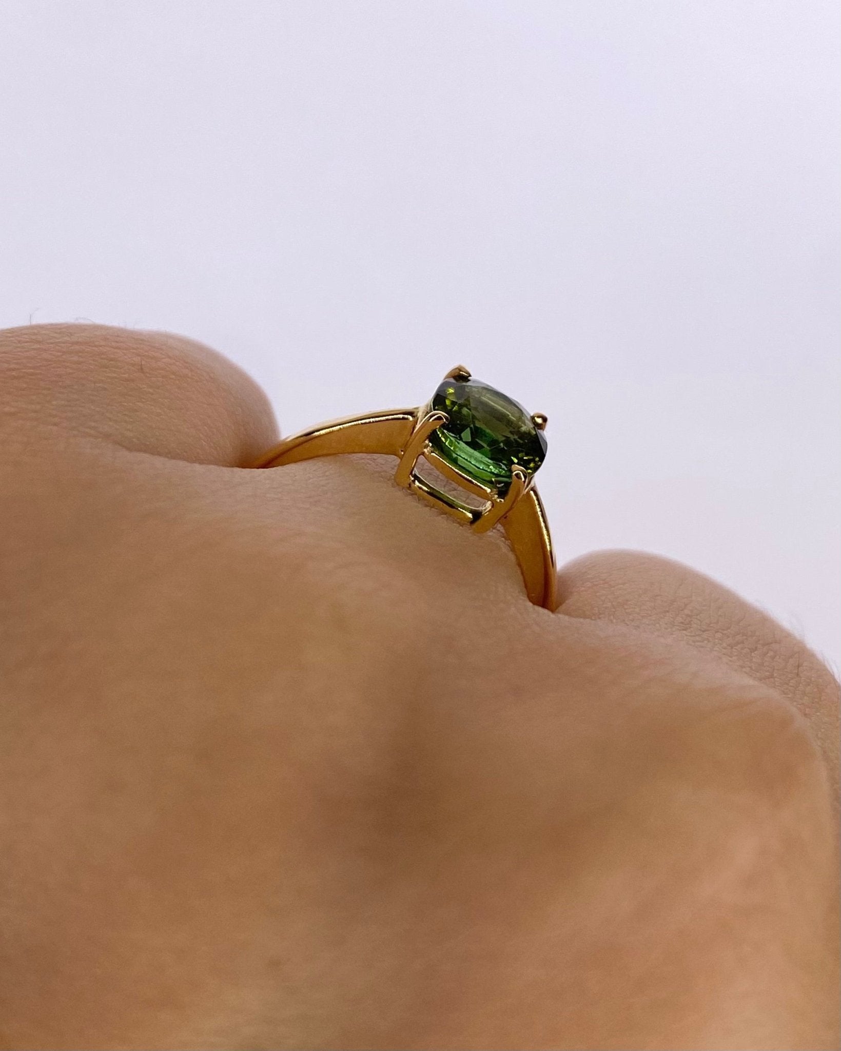 Bague Solitaire Tourmaline Verte 1.40 carat "Dune" - Elliade Paris