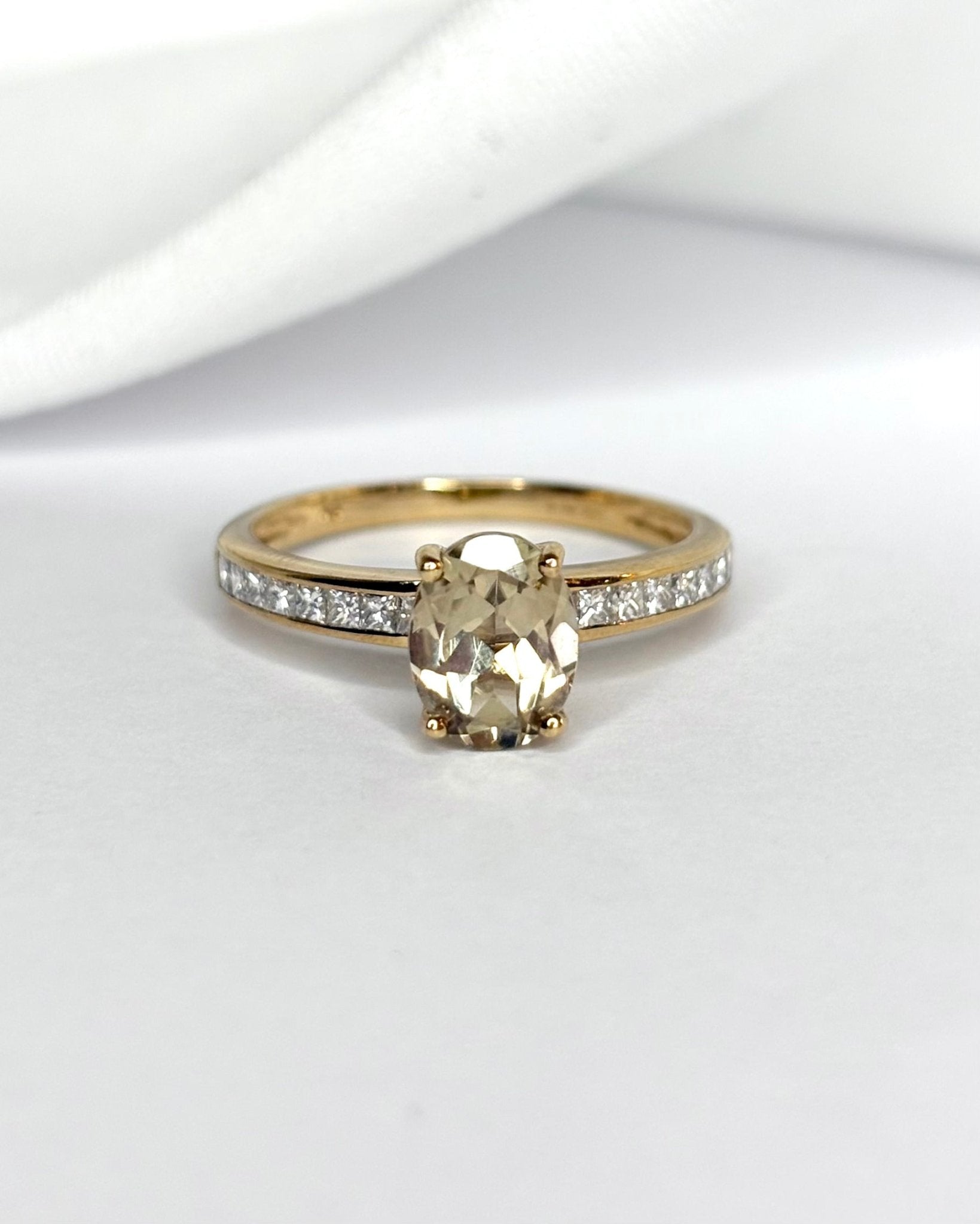 Bague Solitaire Turkizite 1 carat & Diamants Princesse "Holie" - Elliade Paris