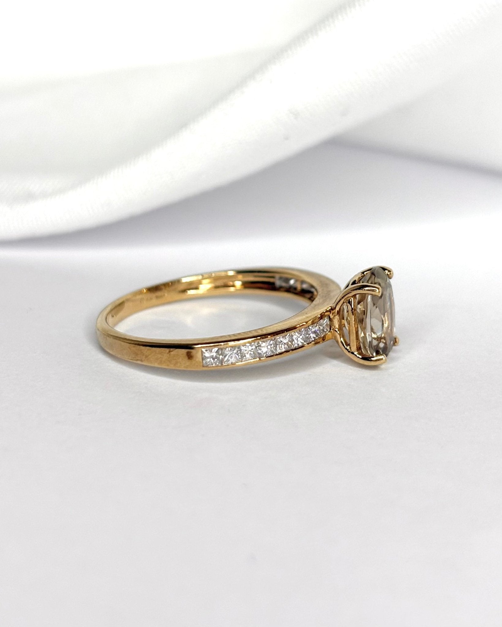 Bague Solitaire Turkizite 1 carat & Diamants Princesse "Holie" - Elliade Paris